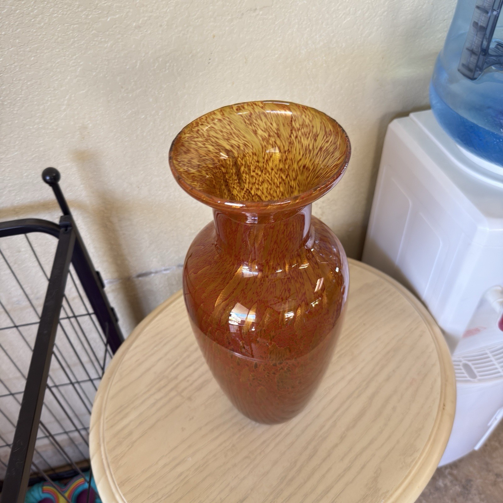 Azzurra Maestri Vetrai Italy Blown Glass Vases Red Gold Splatter