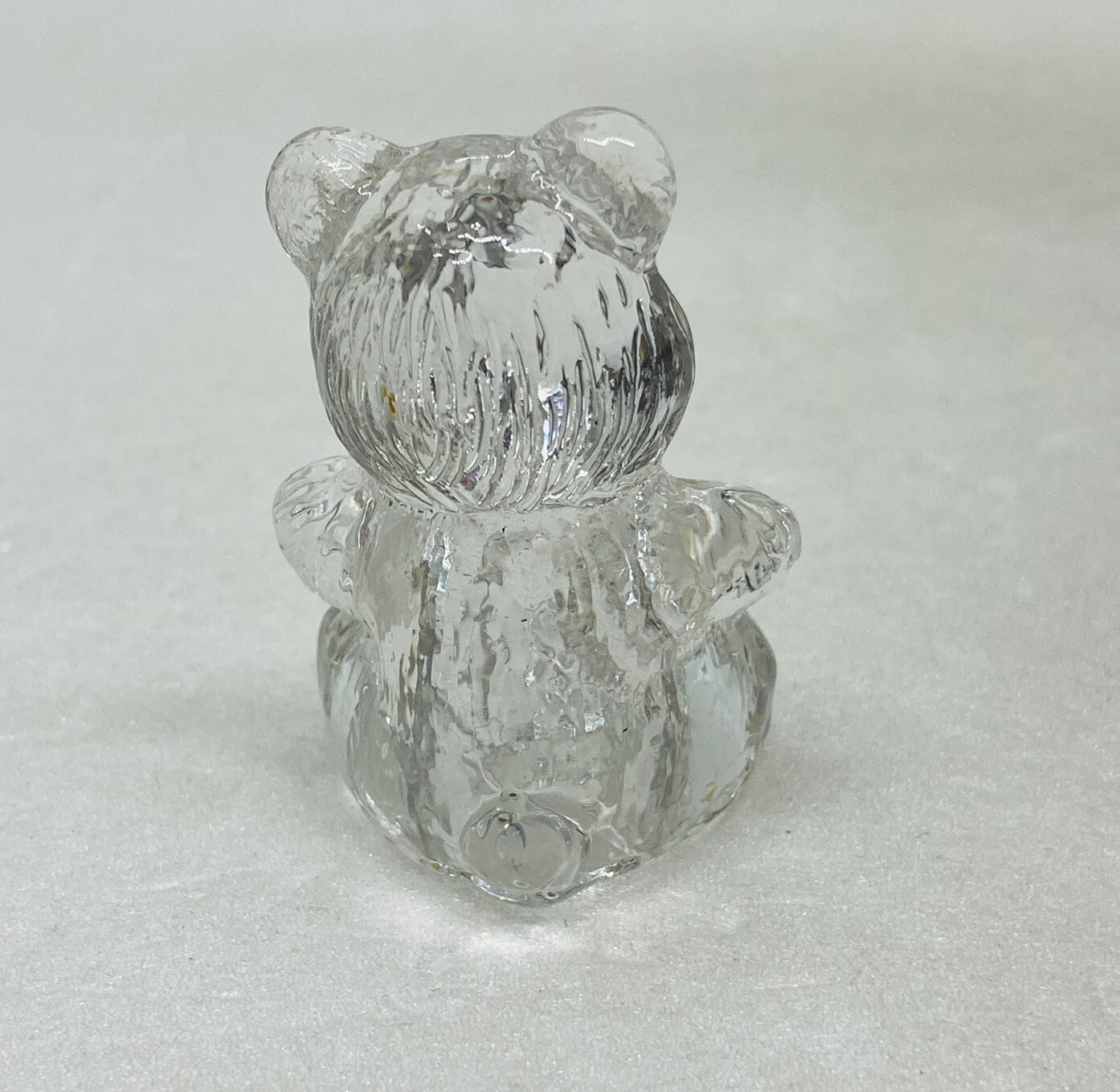 Vintage Crystal Glass Teddy Bear Candle Holder Mini 1.75” Unique Art Decor 3