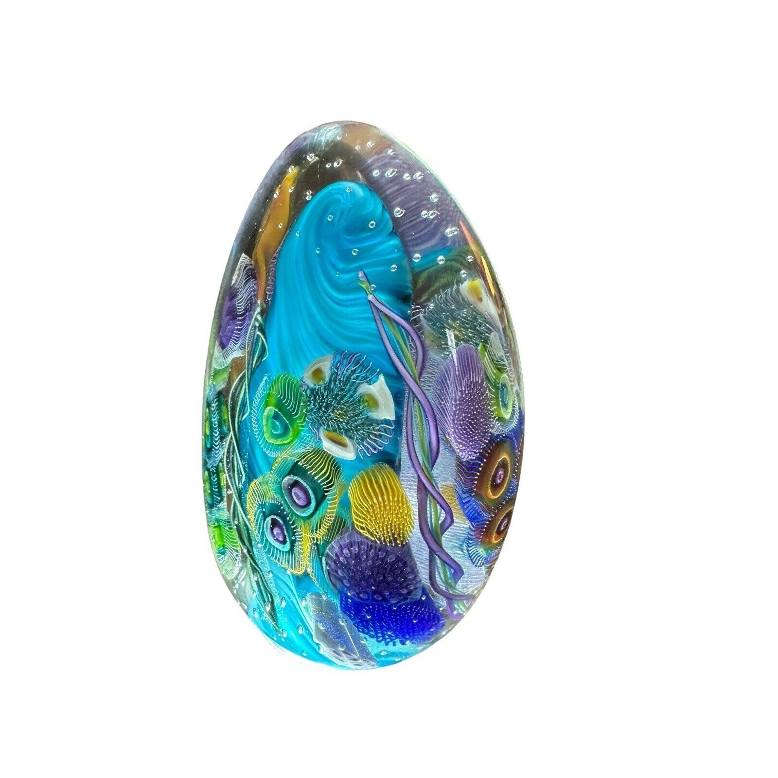 NEW Seascape Inspired Murrine & Cane Small Paddle Paperweight Signed S. Garrelts
