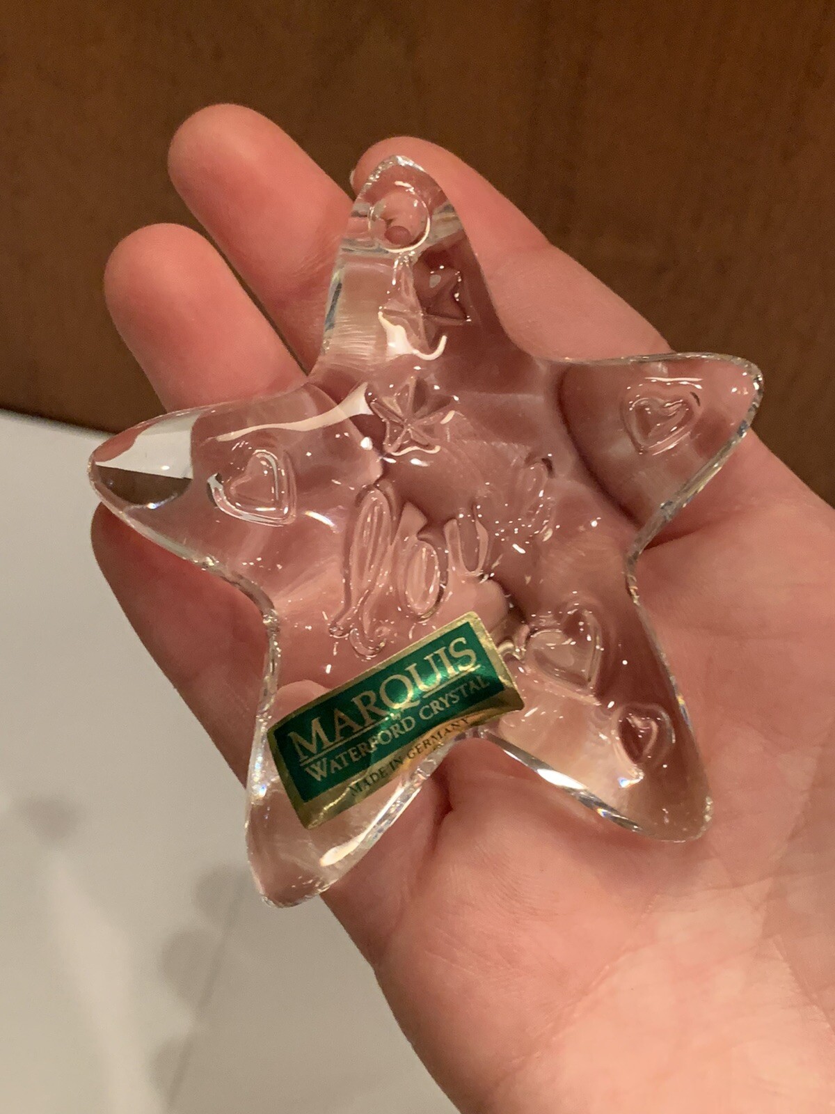 🎁Marquis By Waterford Clear Crystal Starfish Love Paperweight Hand Cooler