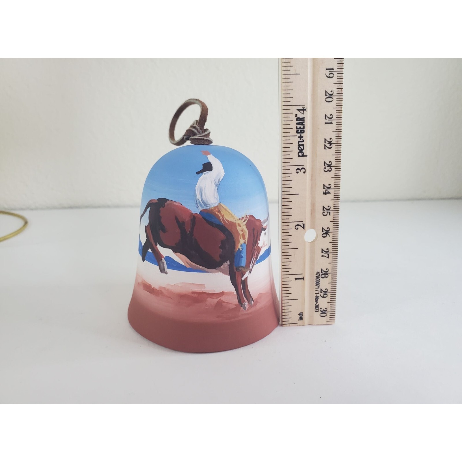 Southwestern Pottery Wind Chime Bell Hand Painted Signed Sherry Silver Thunder