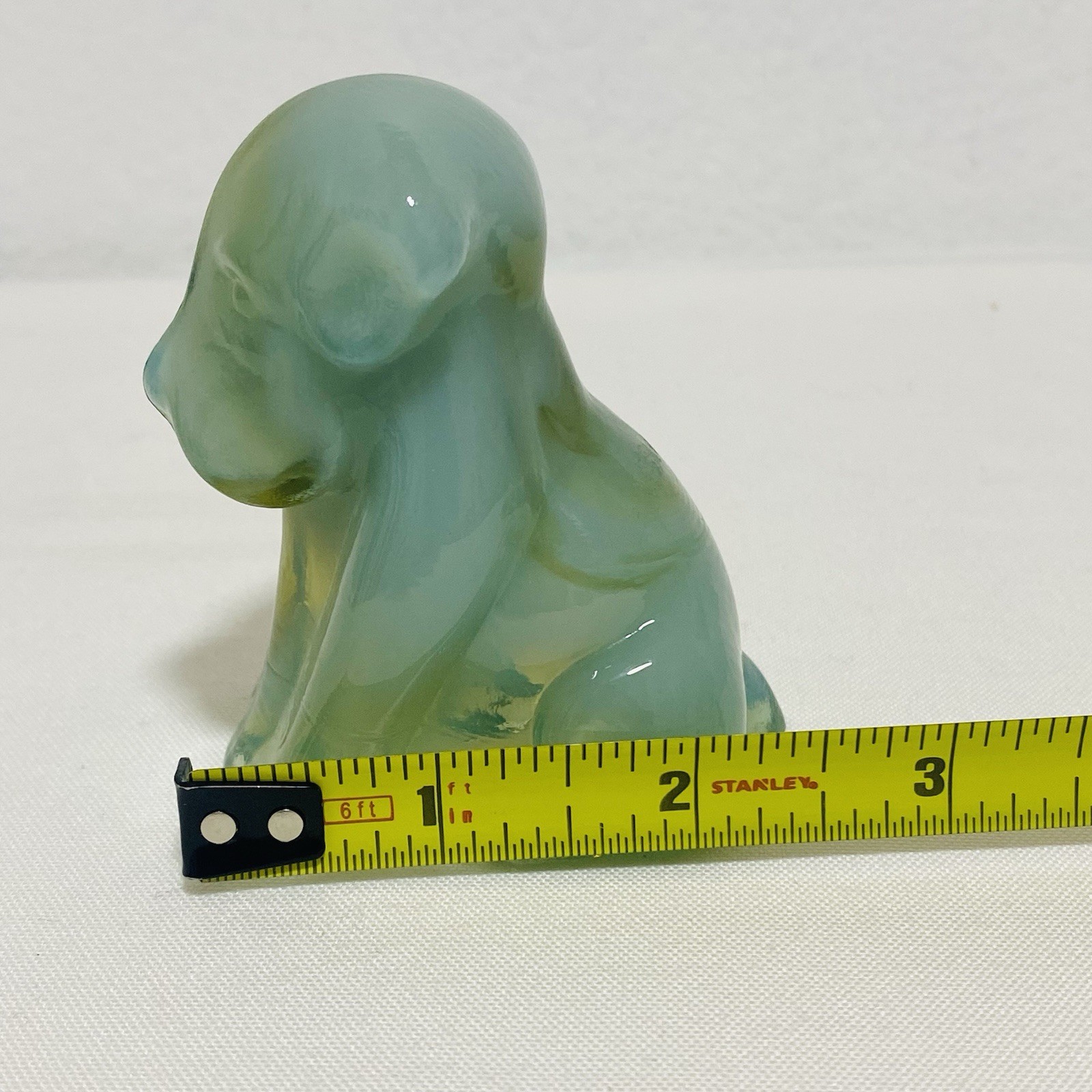 Degenhart Art Glass Pooch January Blizzard Slag #111 Vintage 1/30/1978 GLOWS