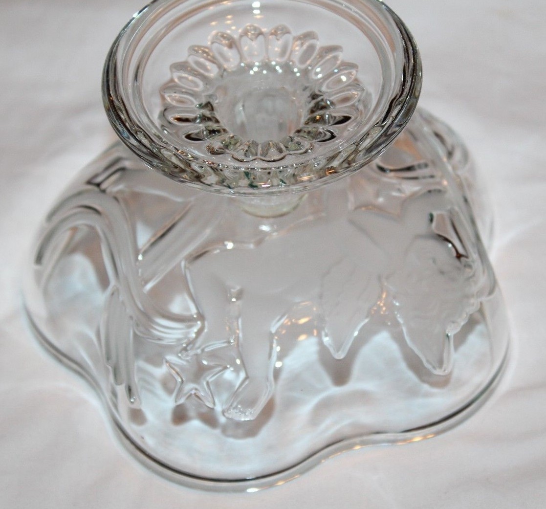 Mikasa Angels Cherubs Scalloped Top Clear Glass Footed Candy Dish Trinket Bowl