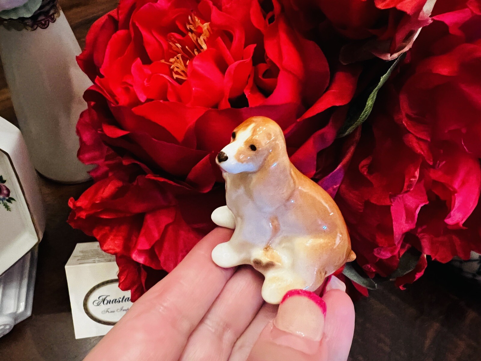 1 Vintage Lomonosov Russian Porcelain Tan Spaniel DOG Figurine LOMONOSOV LFZ New