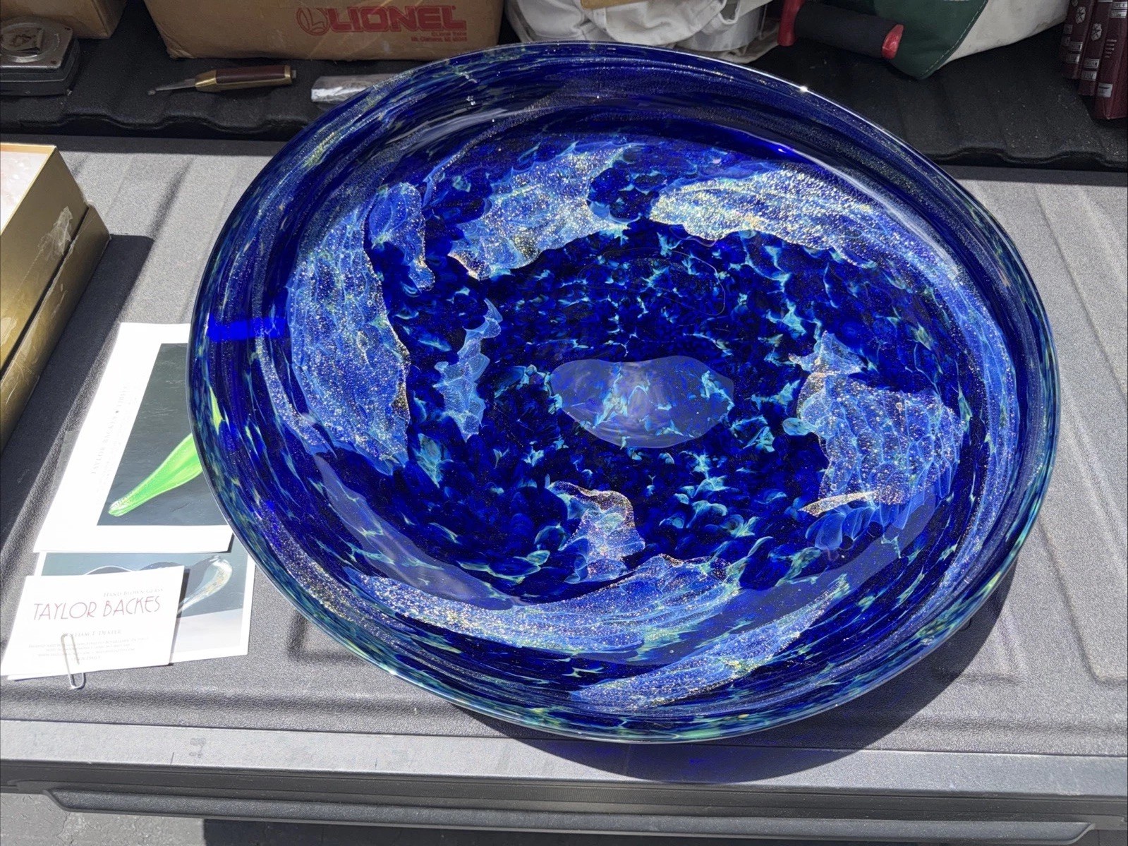 Taylor Backes Studio Art Glass Sculpture Bowl Large 22”x6.5”