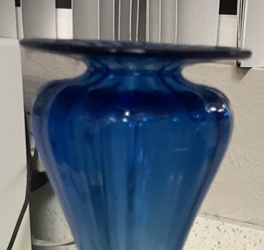 Young & Constantin Art Studio Glass Vase Stretch Blue Clear SIGNED Numbered 80’s
