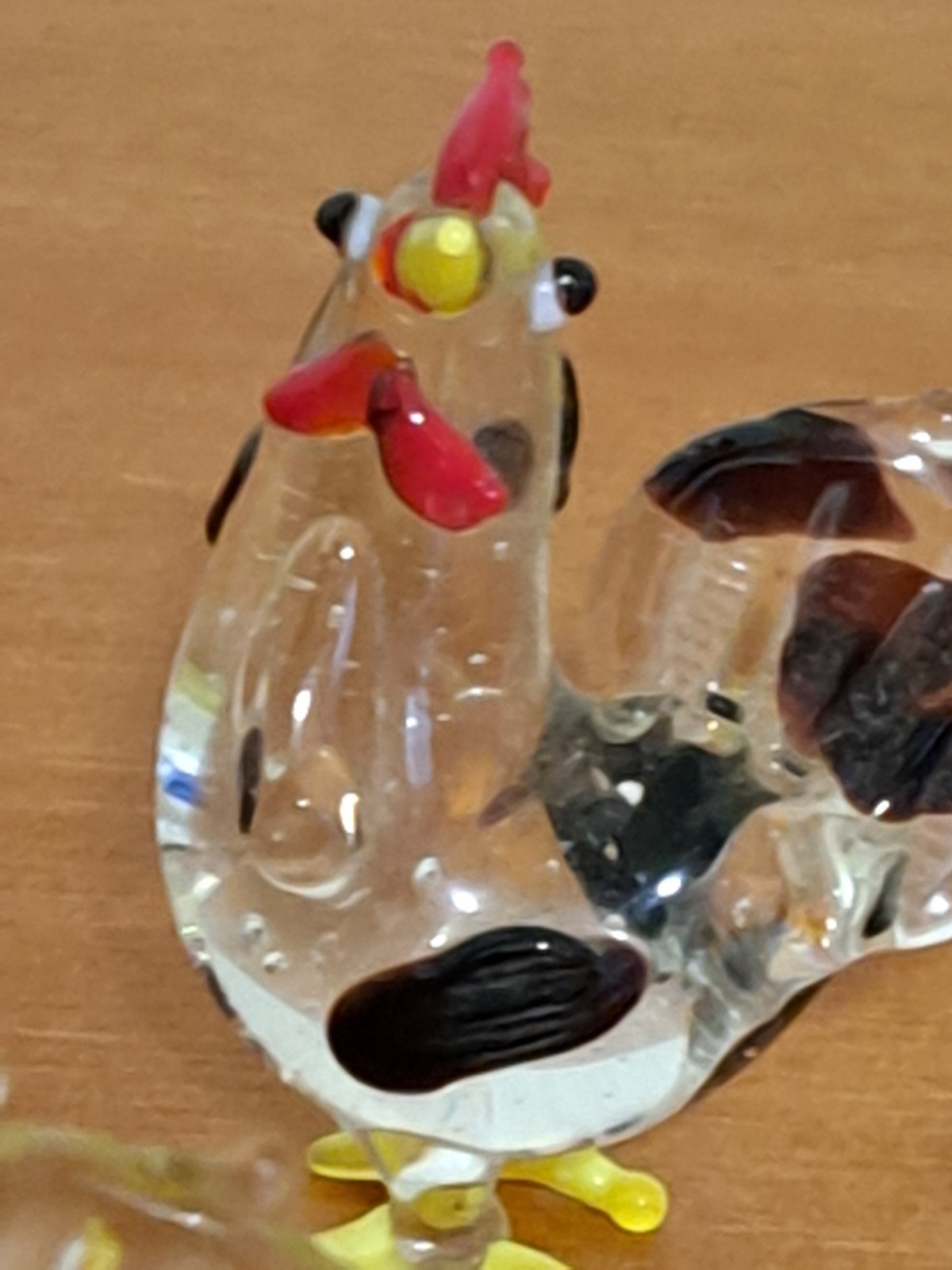Lot of 5 vintage mini handblown glass rooster figurines 1” inch tall very cute