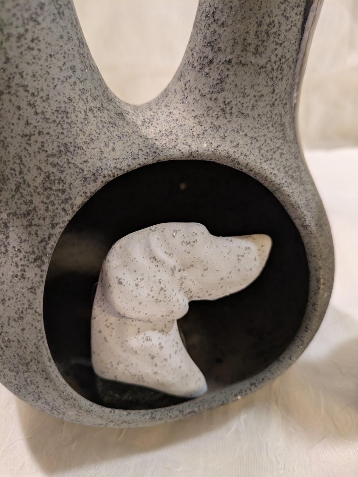 Unique Wedding Vase Style Pottery Retriever Pointer Bird Dog Cut Out Set of 2