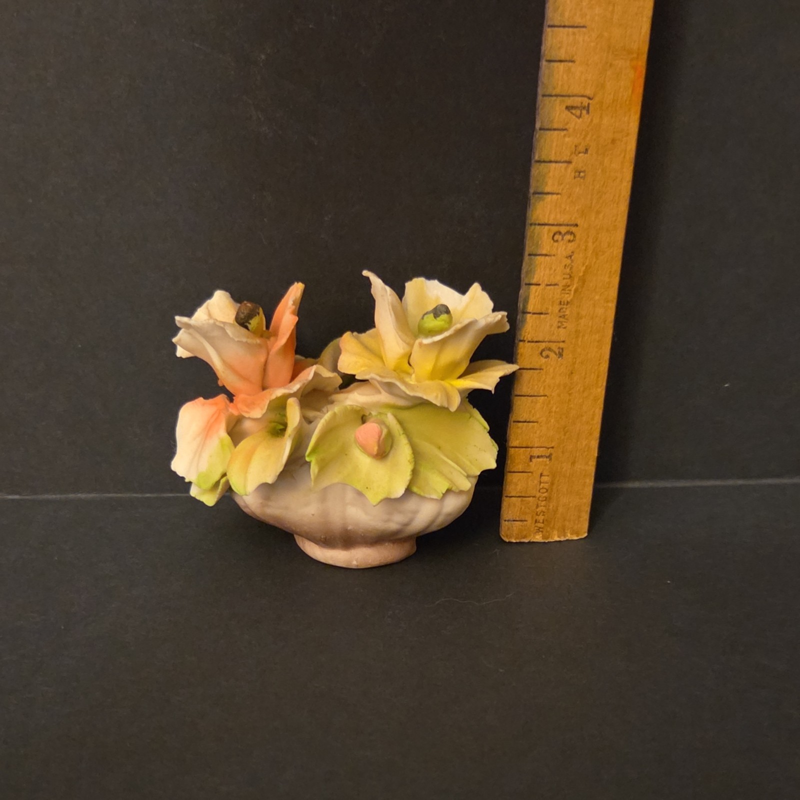Matte Porcelain Floral Bouquet Figurine Vase Multicolor 2 in