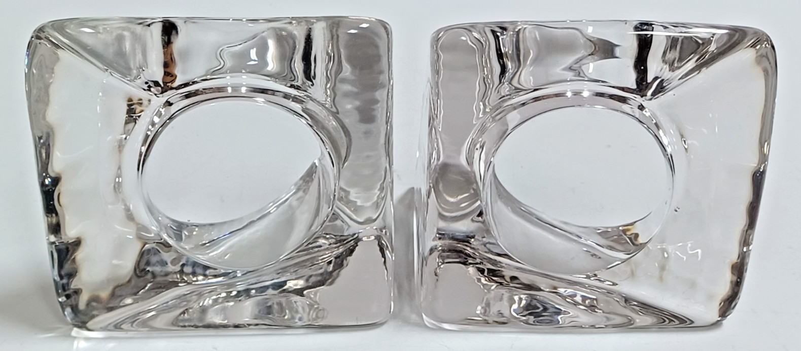 2 Nybro Sweden 3.5” Glass Pyramid Candle Holder Votive Tea Light Tord Kjellstrom