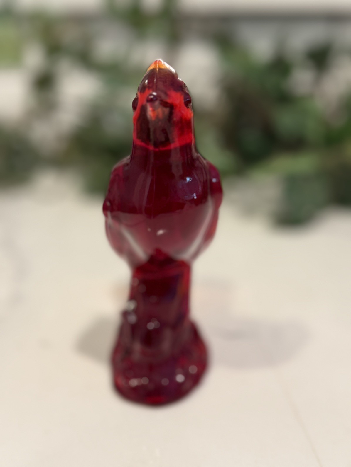 Vintage Pristine Red MOSSER Glass Cardinal Bird UV Reactive MINT
