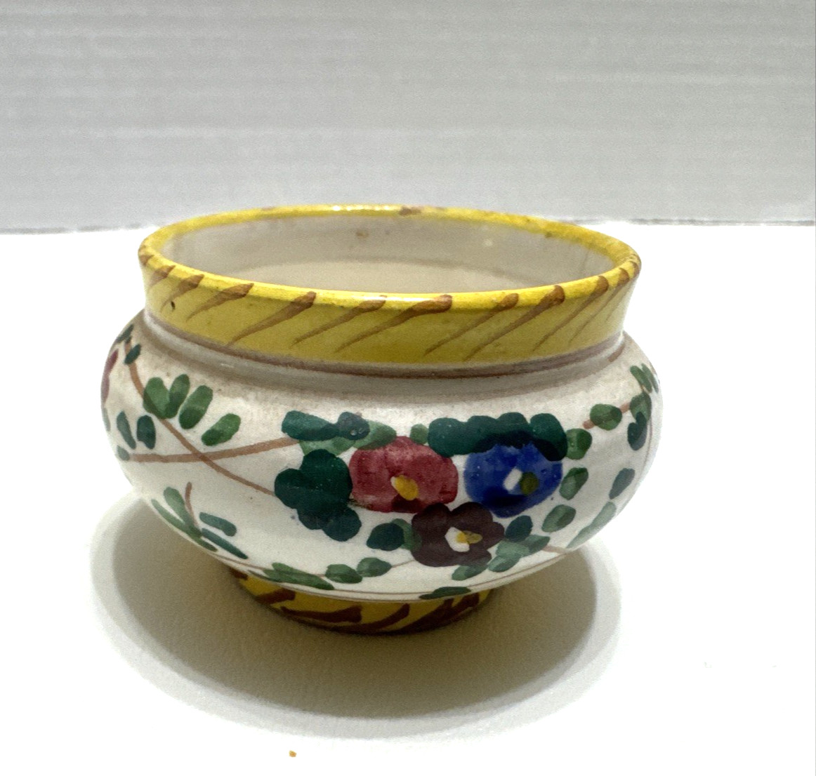 Hand Painted Small Planter/ Trinket Pottery Dish Made In Italy 2.25” X 2”