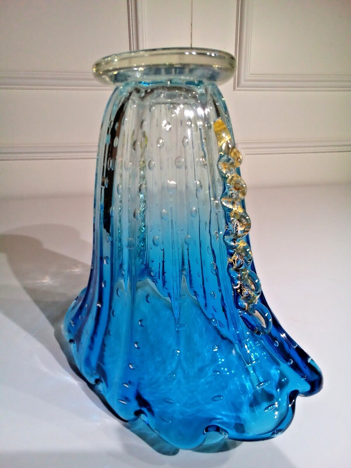 Barovier Toso Murano Large Controlled Bubble Bullicante Hand Blown Glass Vase