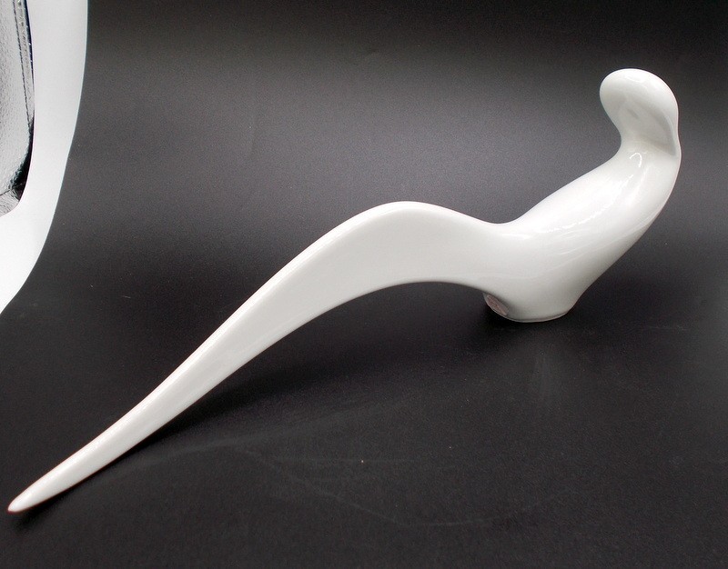 Vintage Royal Dux Jaroslav Jezek Porcelain Bird Figurine MCM Abstract White