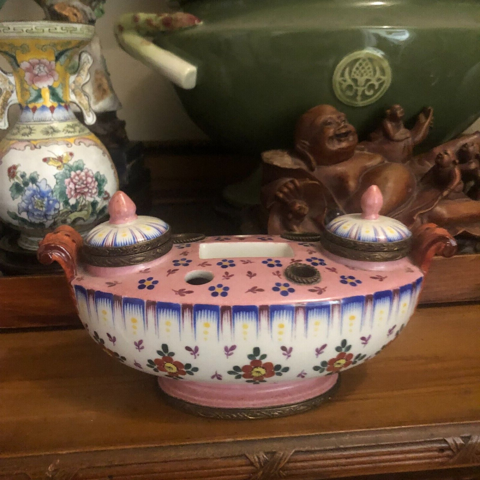 Lovely Antique French Inkwell in the Sevres Style