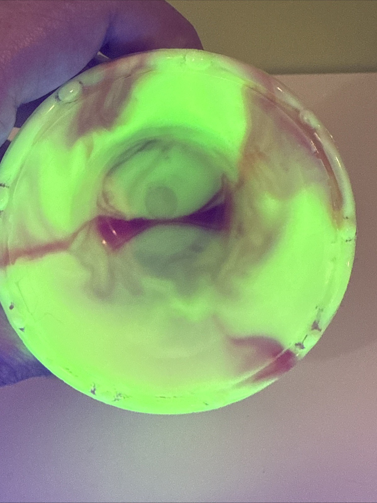 Vintage Akro Agate Glass Vases Planters Orange White Swirl Slag -1 Glows Uranium