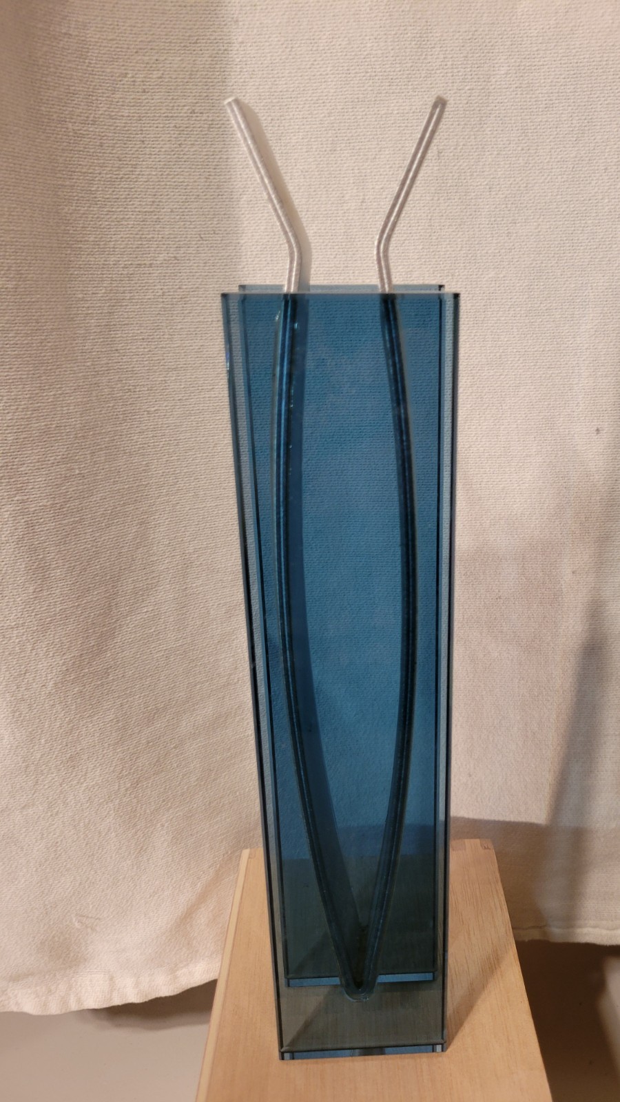 Ribbon Vase – MOMA Peter Hewitt RARE Blue Glass & Anodized Aluminum Contemporary