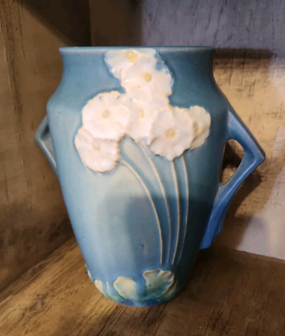 Roseville Art Pottery Blue Primrose Vase 760-6 See Photos