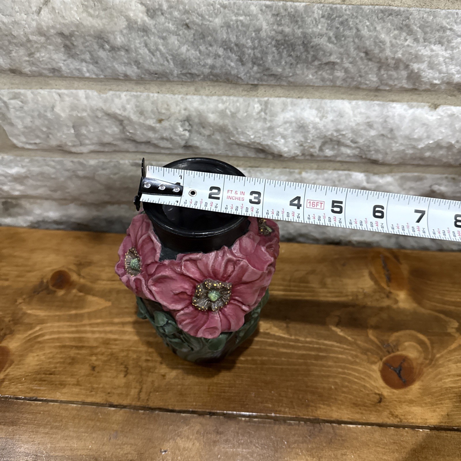 Vintage TIFFIN GLASS 1930s Art Nouveau Black Satin Glass Coralene Red Poppy Vase