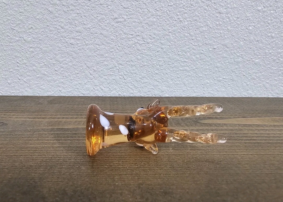 Vintage Blown Art Glass Amber Christmas Reindeer Deer Miniature Figurine 2″