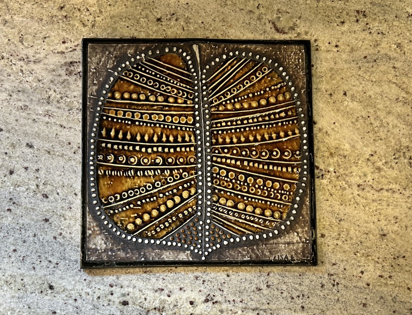 Vtg MCM Danish Modern Lisa Larson LEAF Porcelain Wall Tile Gustavsberg, Sweden
