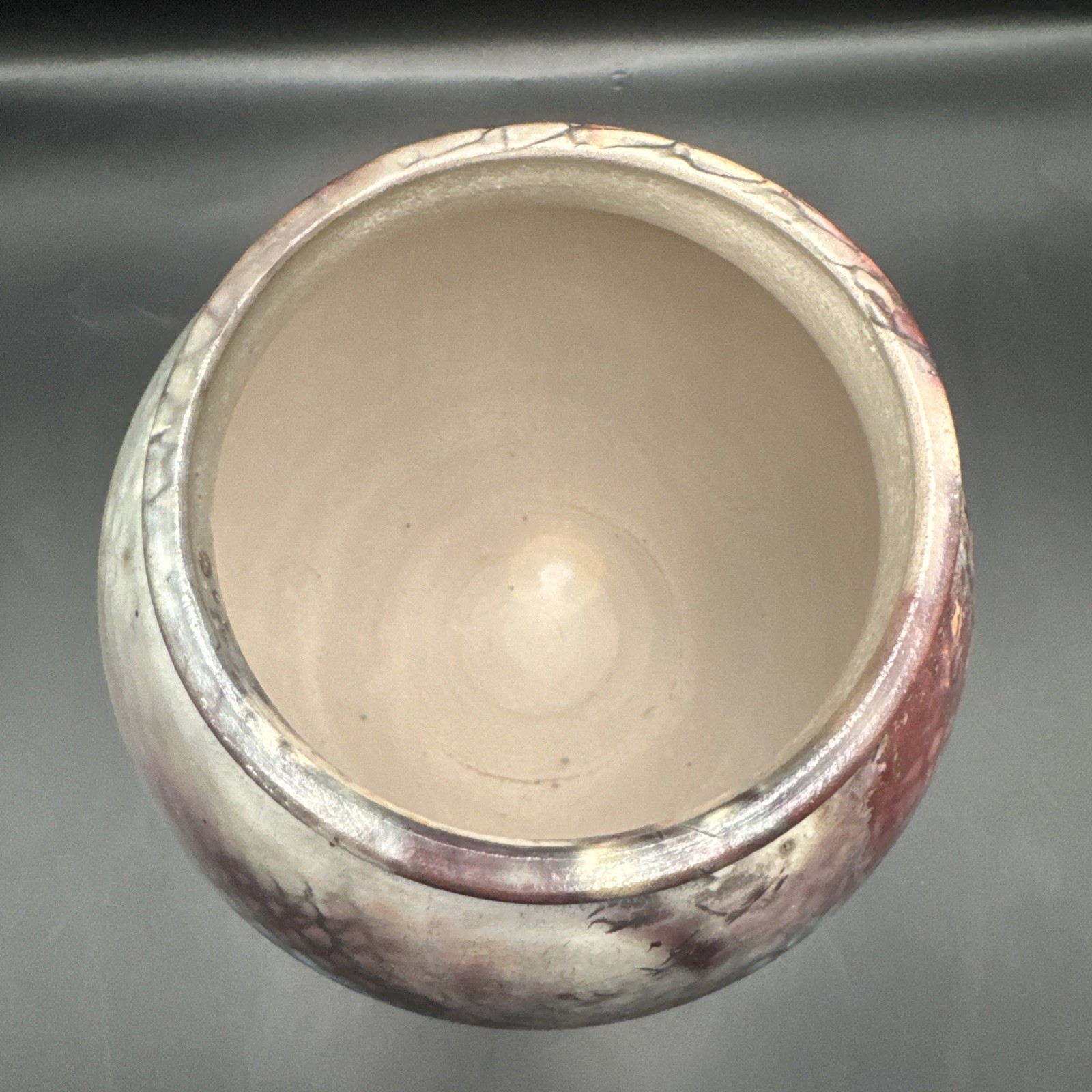 Studio Art Pottery Saggar Fired Raku Vase Signed 6.5” Tall