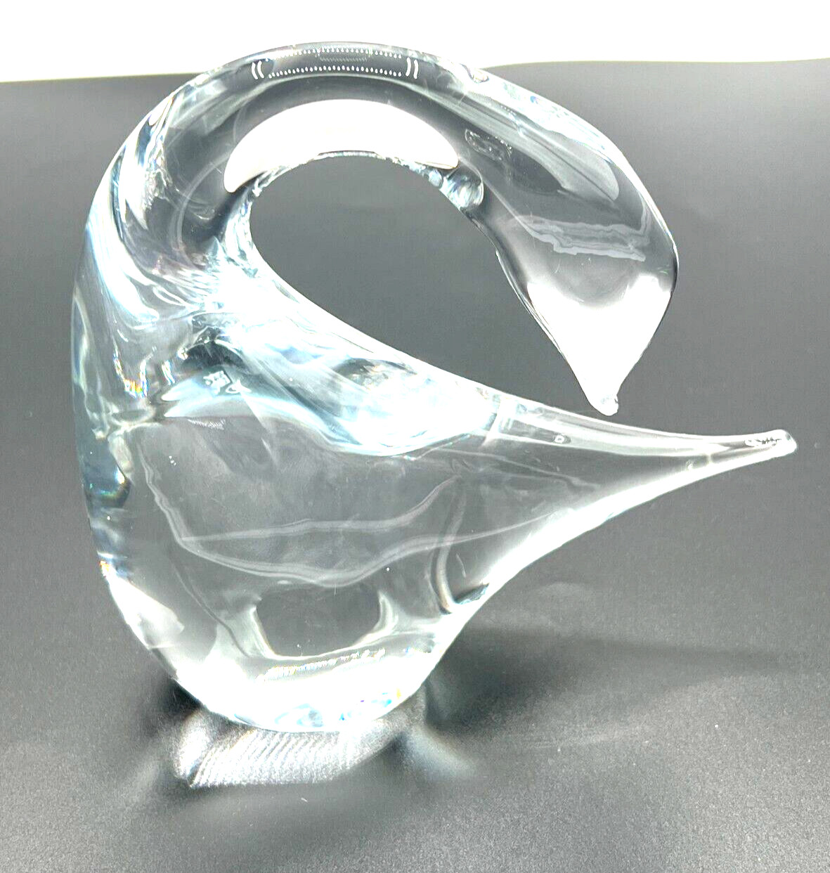 Marcolin Swedish Crystal Swan Art Glass Signed Hand Blown Murano Styled Glass