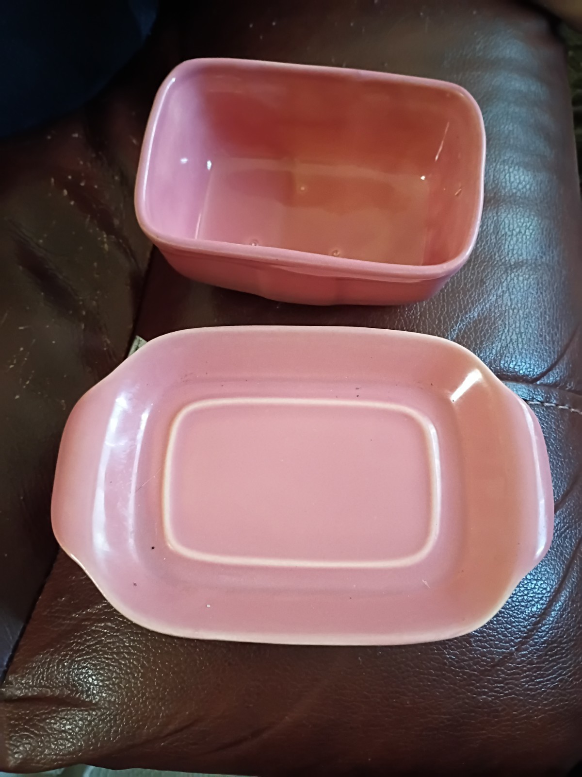 Vintage Bauer Pink Butterdish