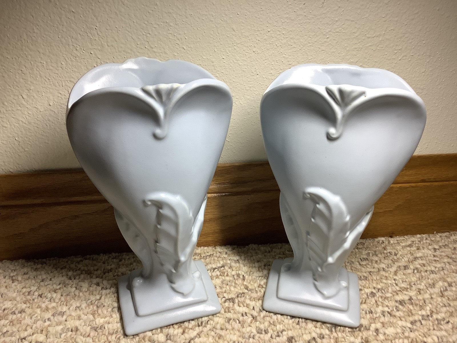 Vintage Mid Century Art Pottery Vase Robin Egg Blue Art Deco Vases PAIR