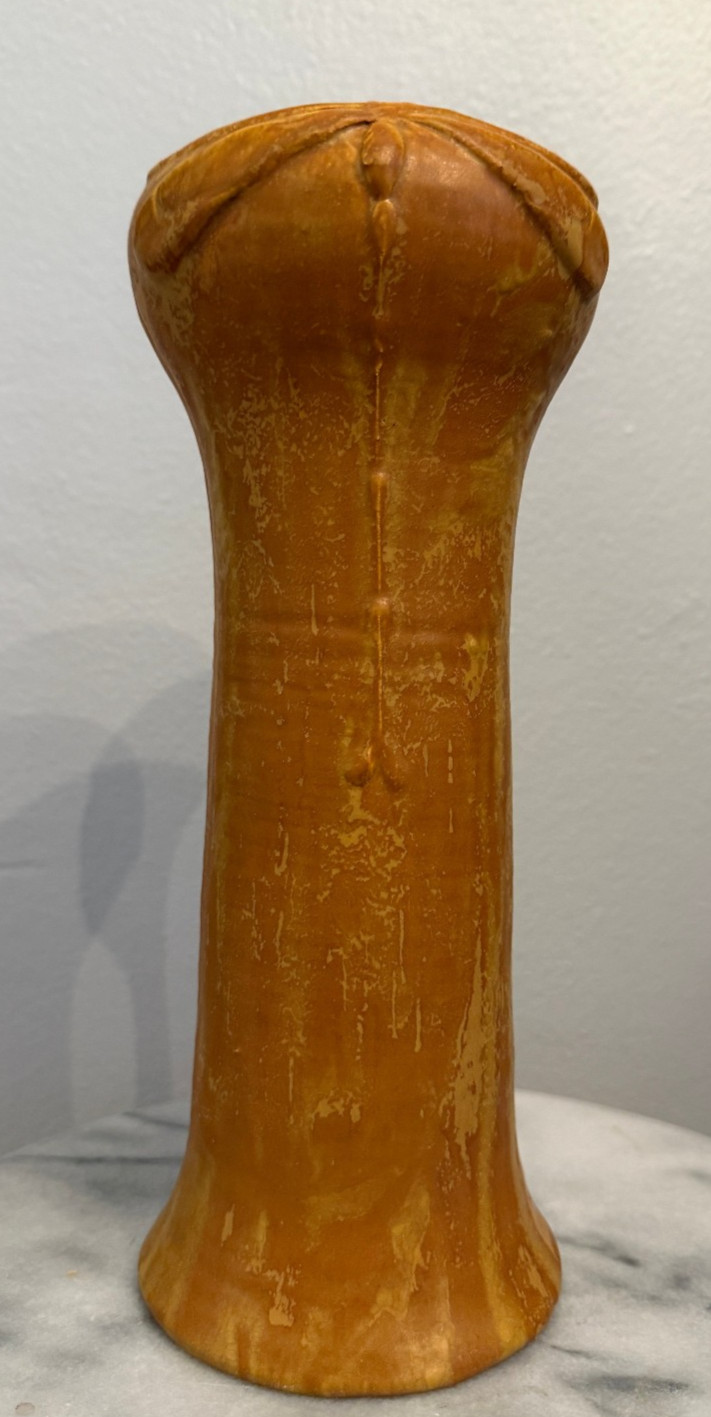 Ephraim Faience Pottery Damselfly Vase 11″ x 4.5″ Kevin Hicks #003 – Yellow