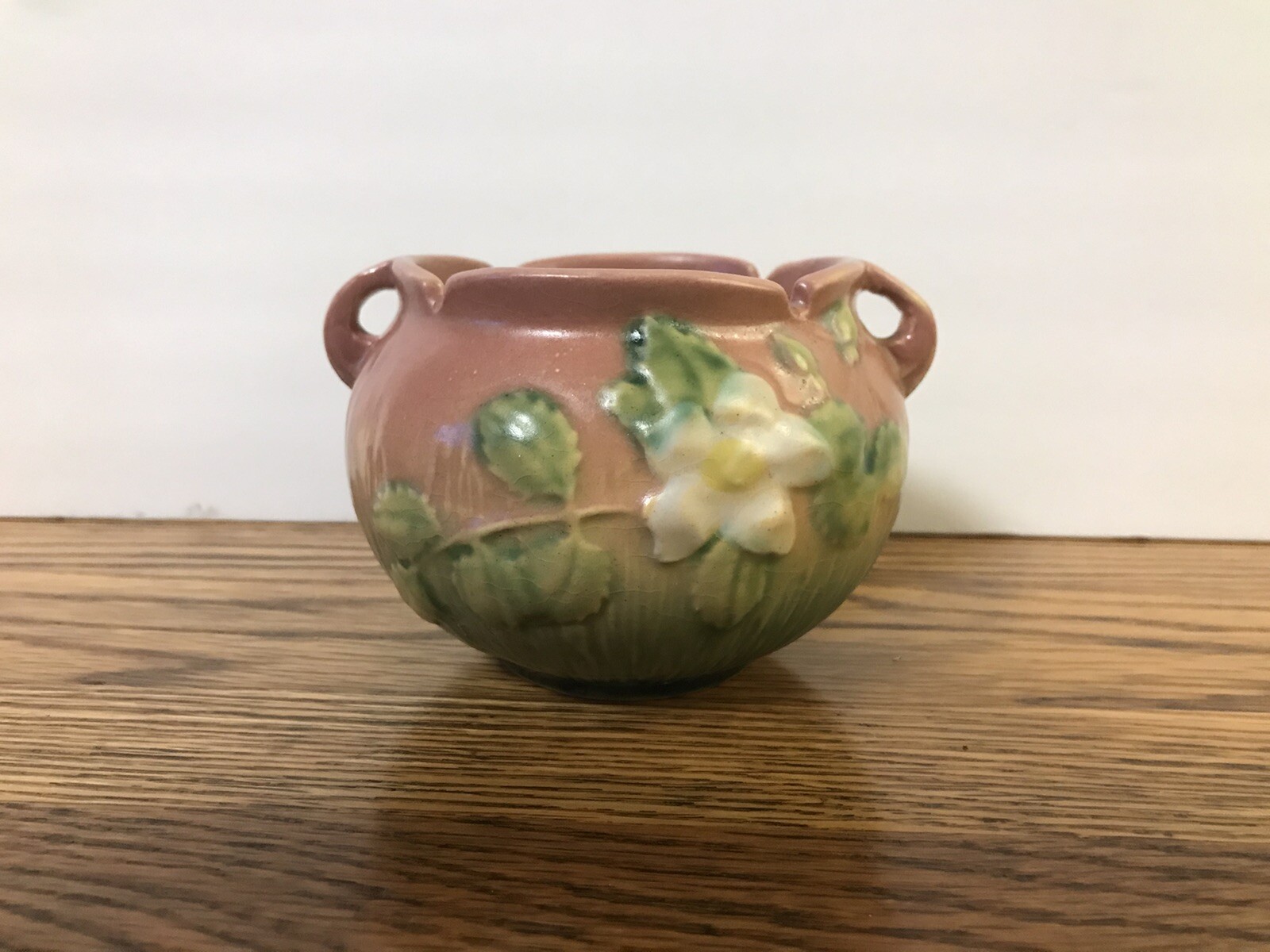 Roseville Pottery White Rose 3 Inch Vase Jardiniere Pot