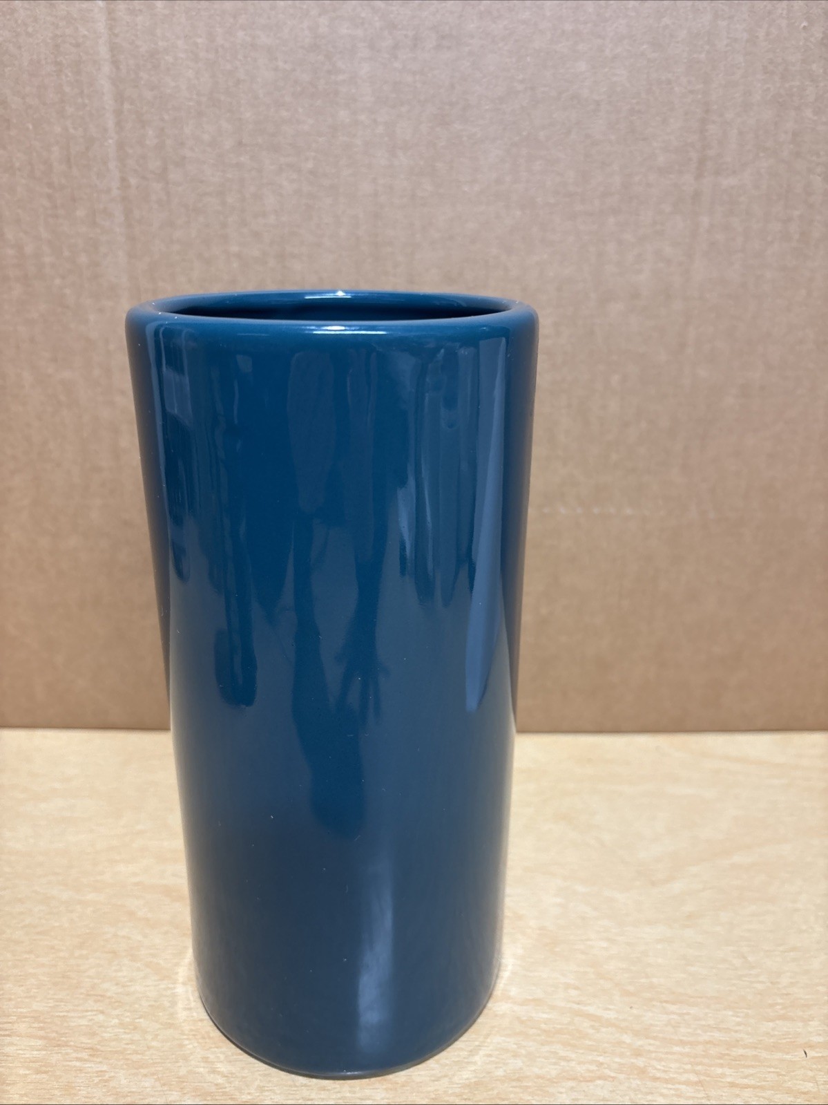 Haeger Tall Cylinder Floral Vase Aqua Blue Vintage 1980’s Vase Decor 9” Tall