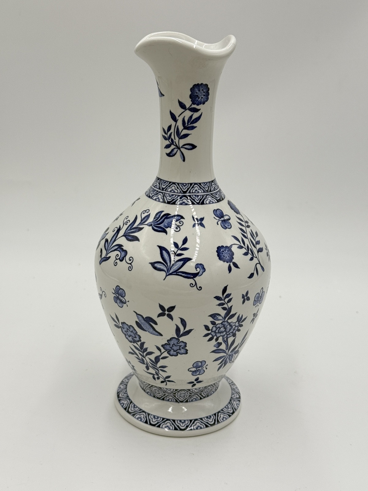 Coalport England Porcelain Blue & White Blue Onion Vase 10” Limited Edition