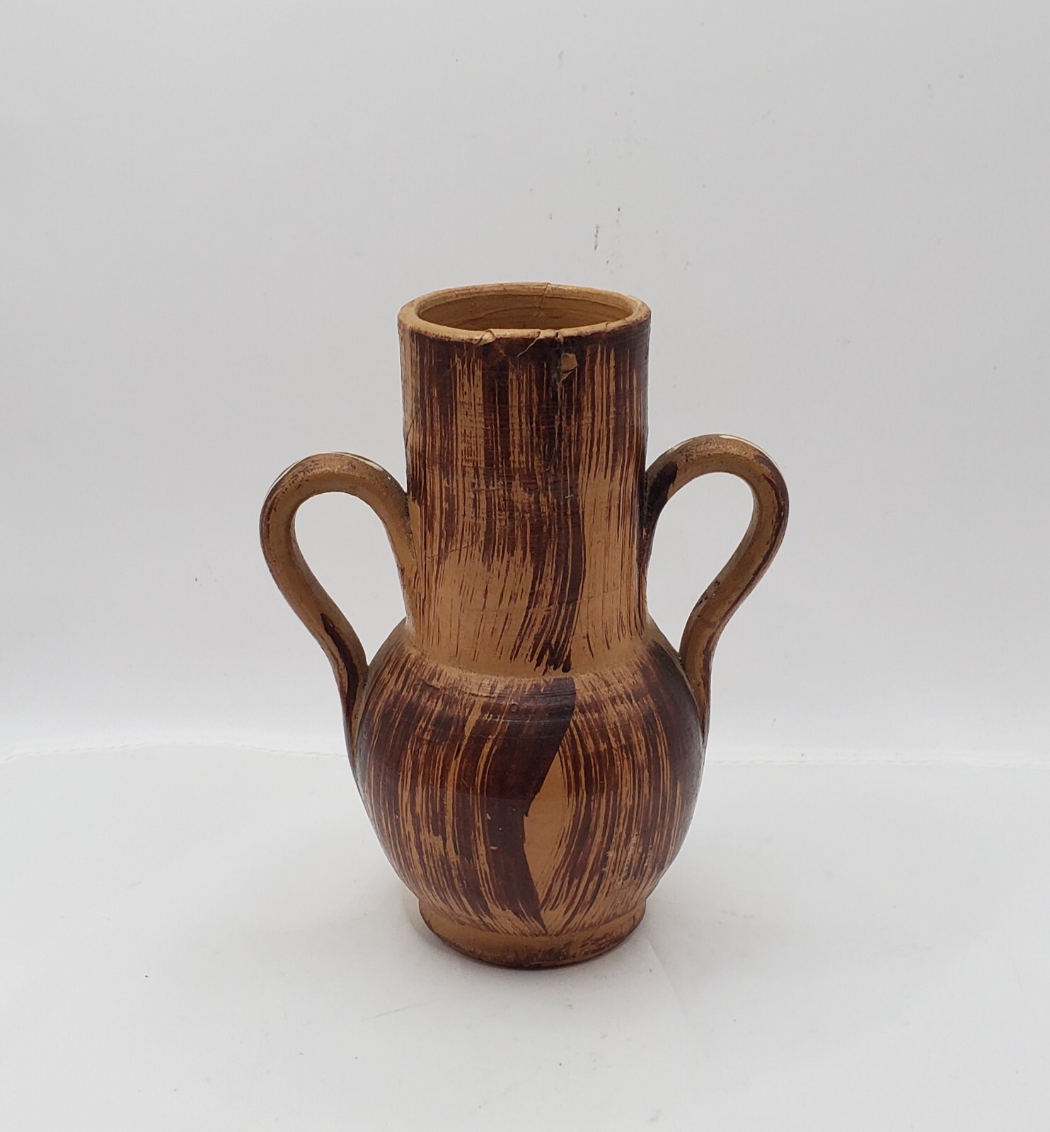 As Is , NORLEANS Made In Italy Trophy Floral Style Pottery Vase 6″ See Photos