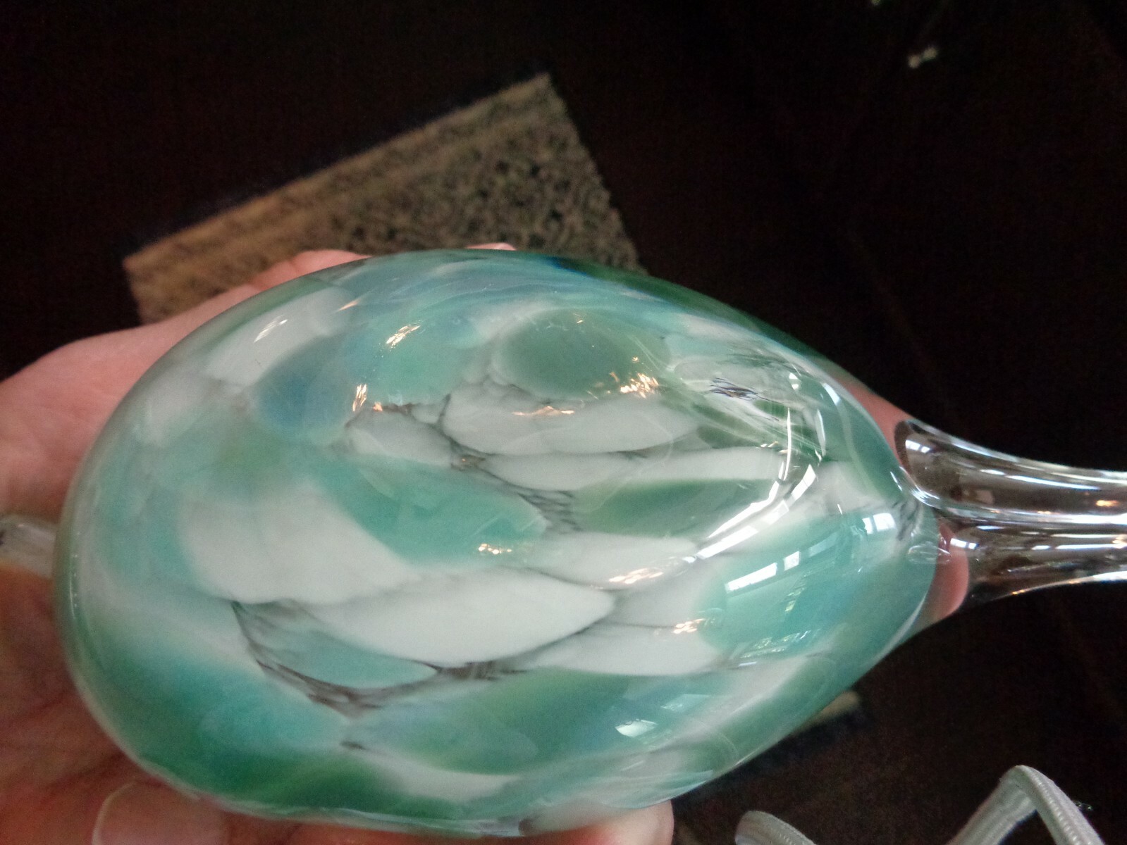 Large Art Glass SWIMMING Seagull Bird Figurine Hand Blown Sommerso Heavy!