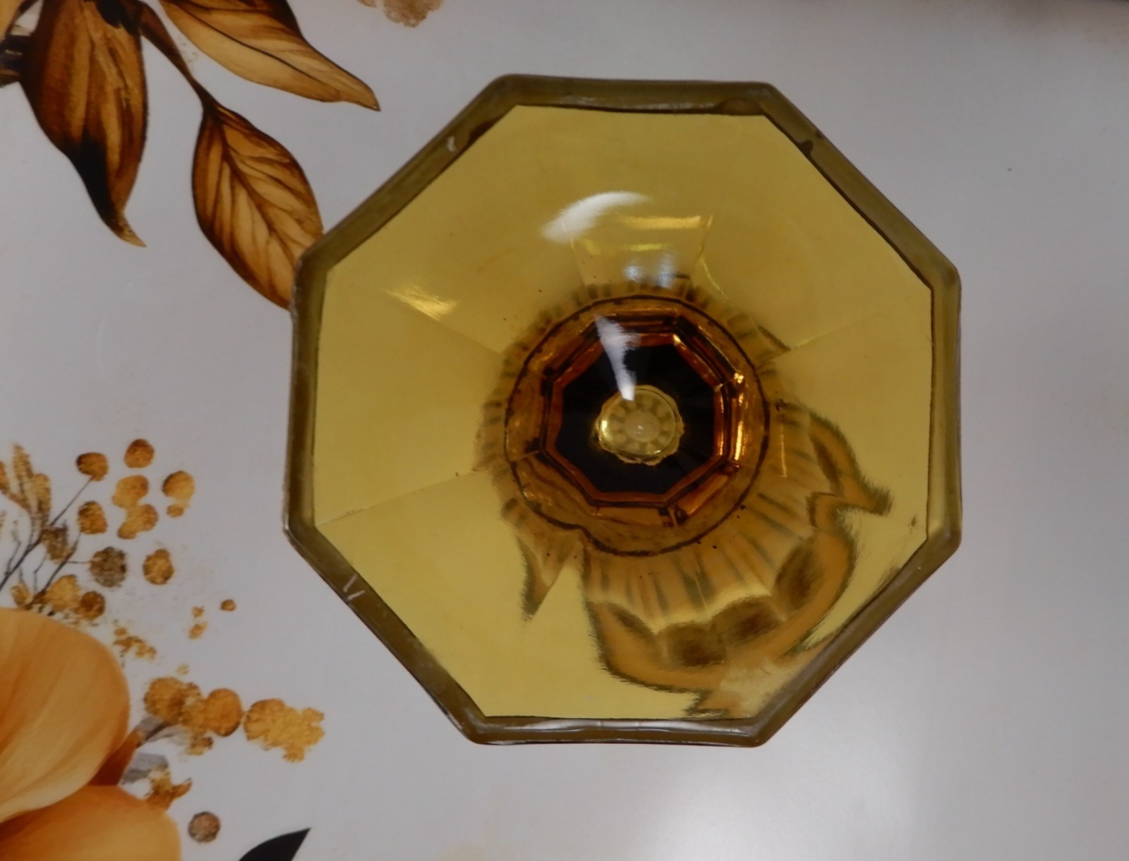 Vintage Antique Amber Glass Tall Vase w/ Silver Overlay Decoration