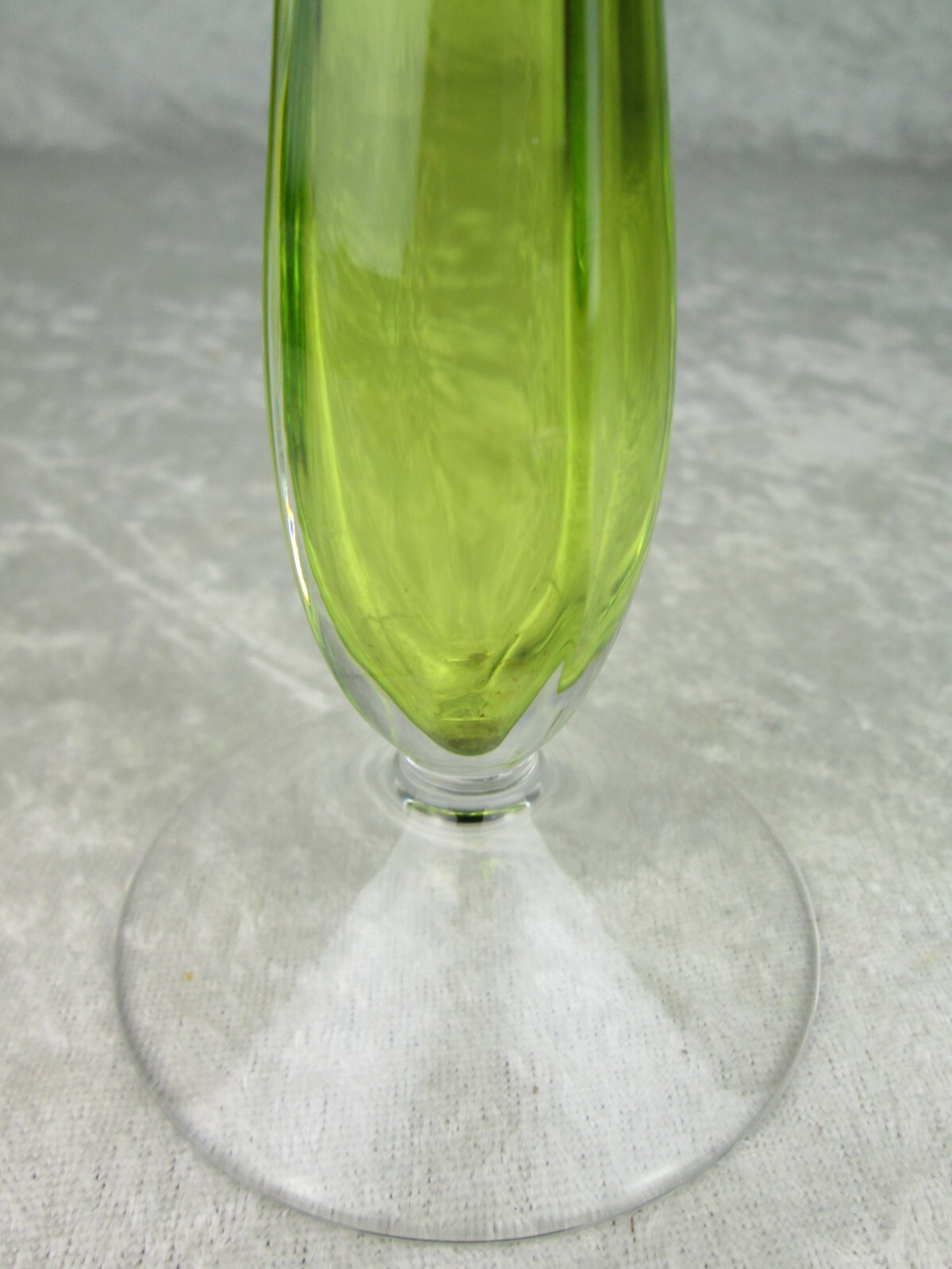 Val St Lambert Green Cased Glass Bud Vase 9-1/4 inch Tall Mid Century Modern VSL