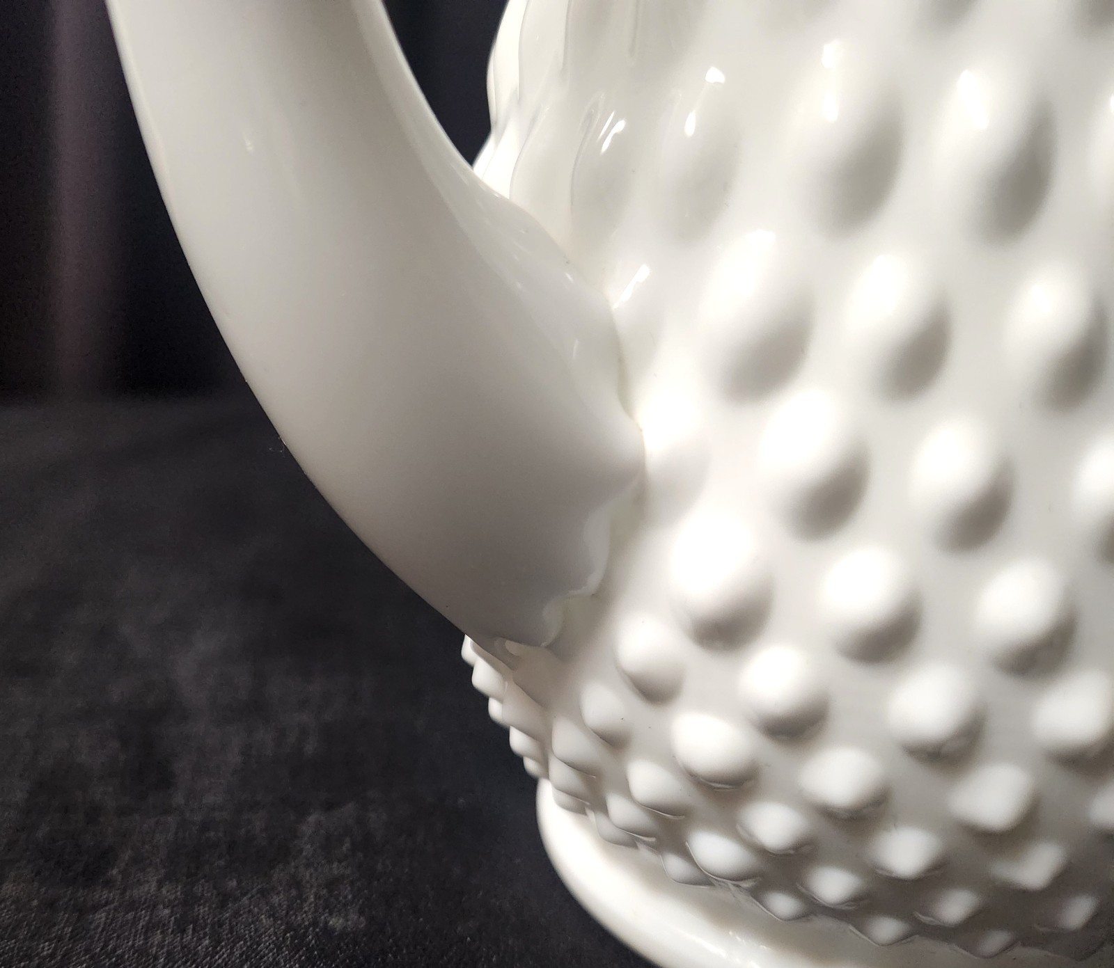 Vintage Fenton Hobnail Milk Glass Swung Pitcher Vase Model #3760