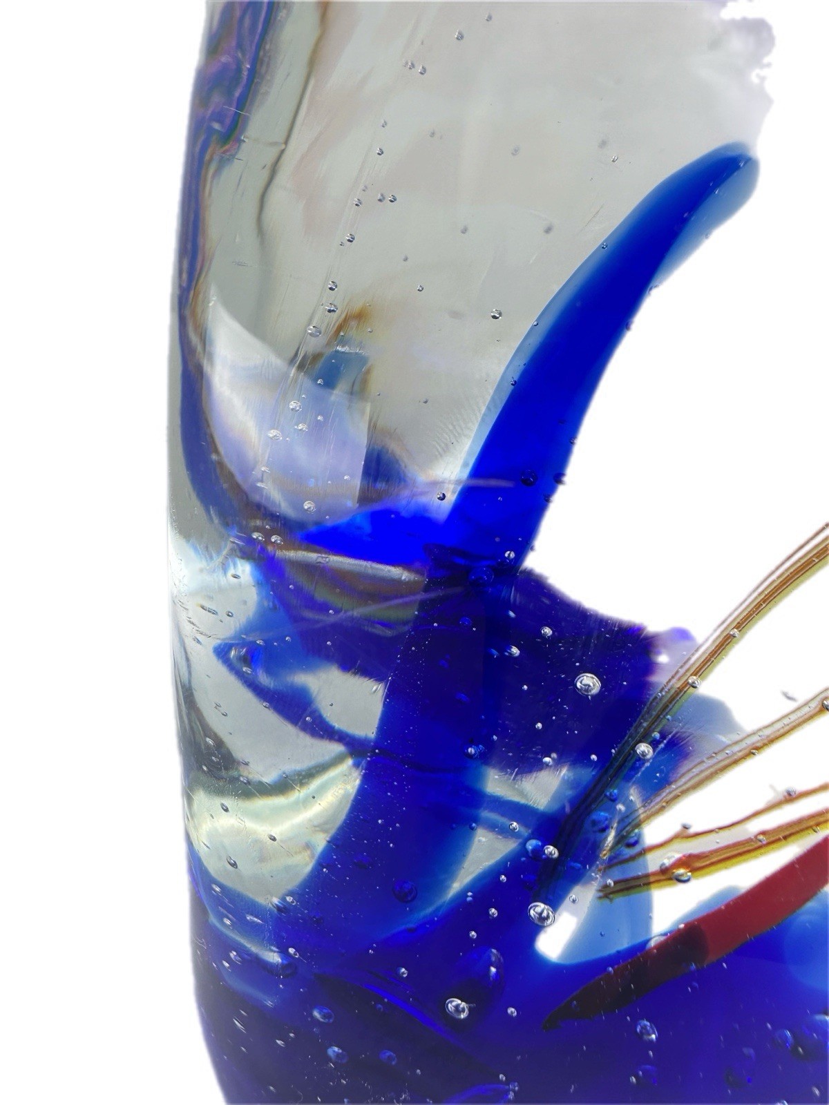 Vintage Murano Style MCM Aquarium Art Glass 8.5×7” Tropical Fish 10 lbs Cobalt