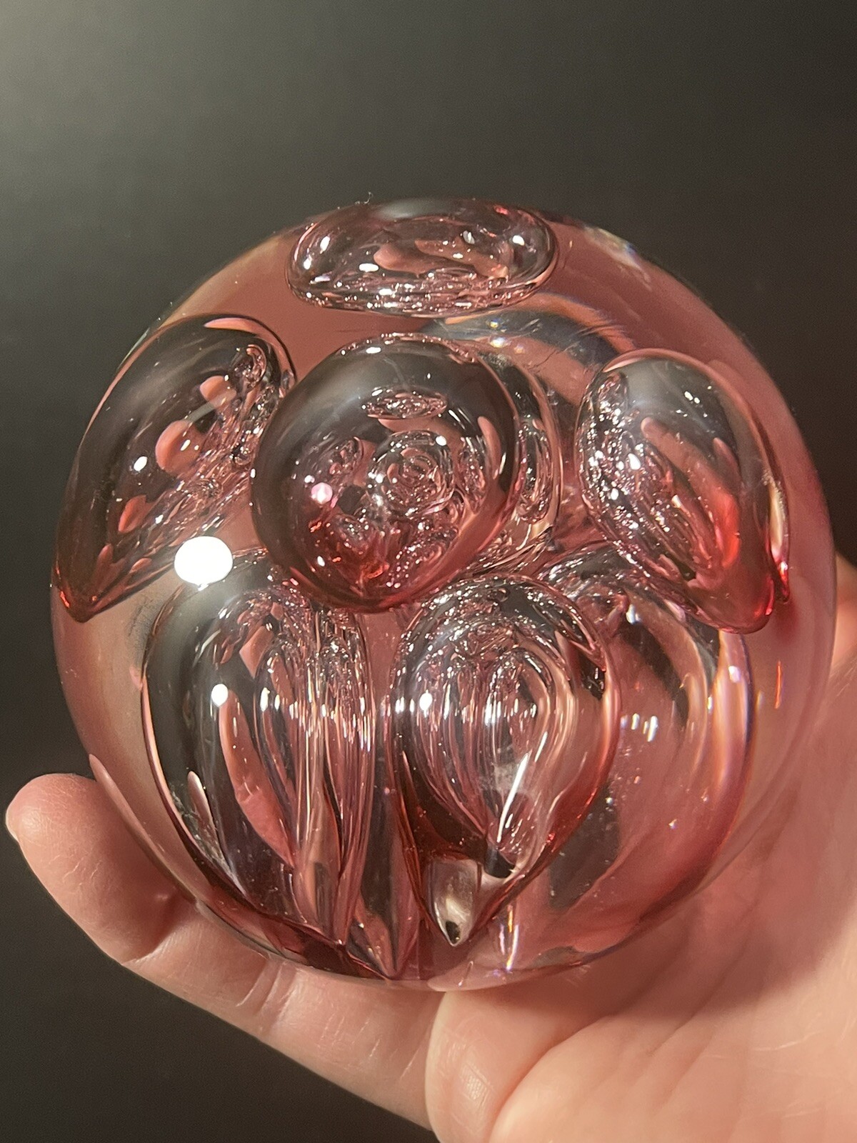 Langham Glass Pink Bubbles Paperweight by Paul Miller- Scratch
