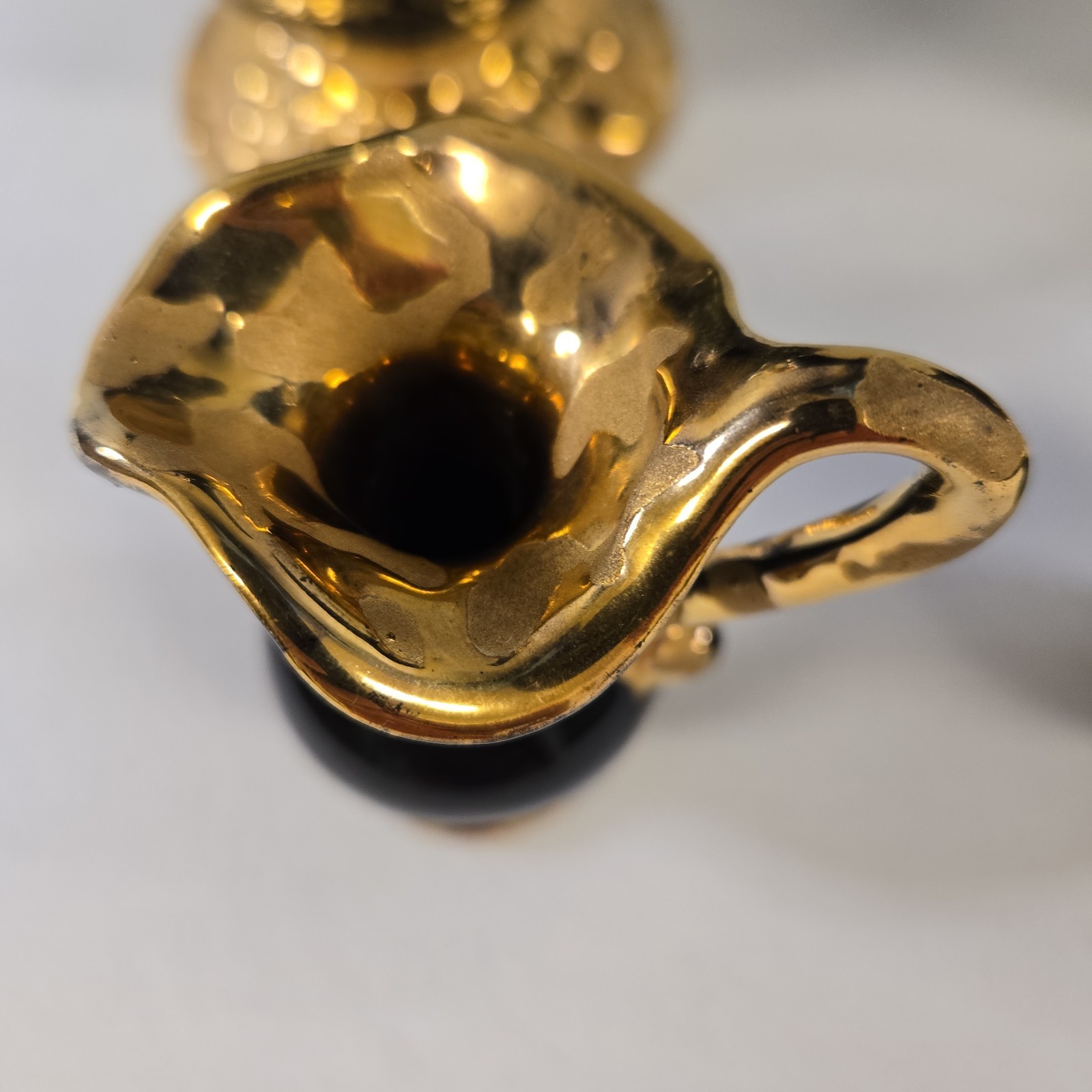 Weeping Gold And Glazed Black Pitcher Set 24K Plated Hollywood Regency MCM