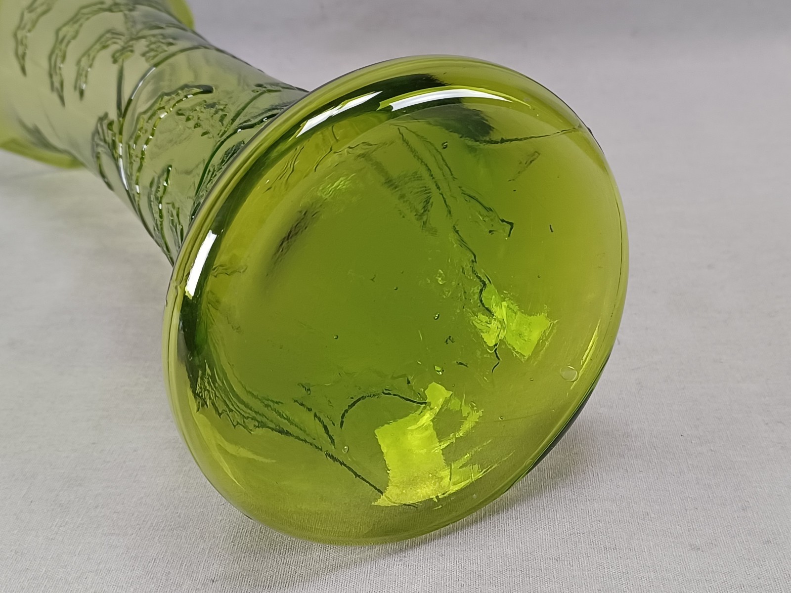 Late 19th Century Continental Yellow Green Molded Holly Leaves & Berries Vase