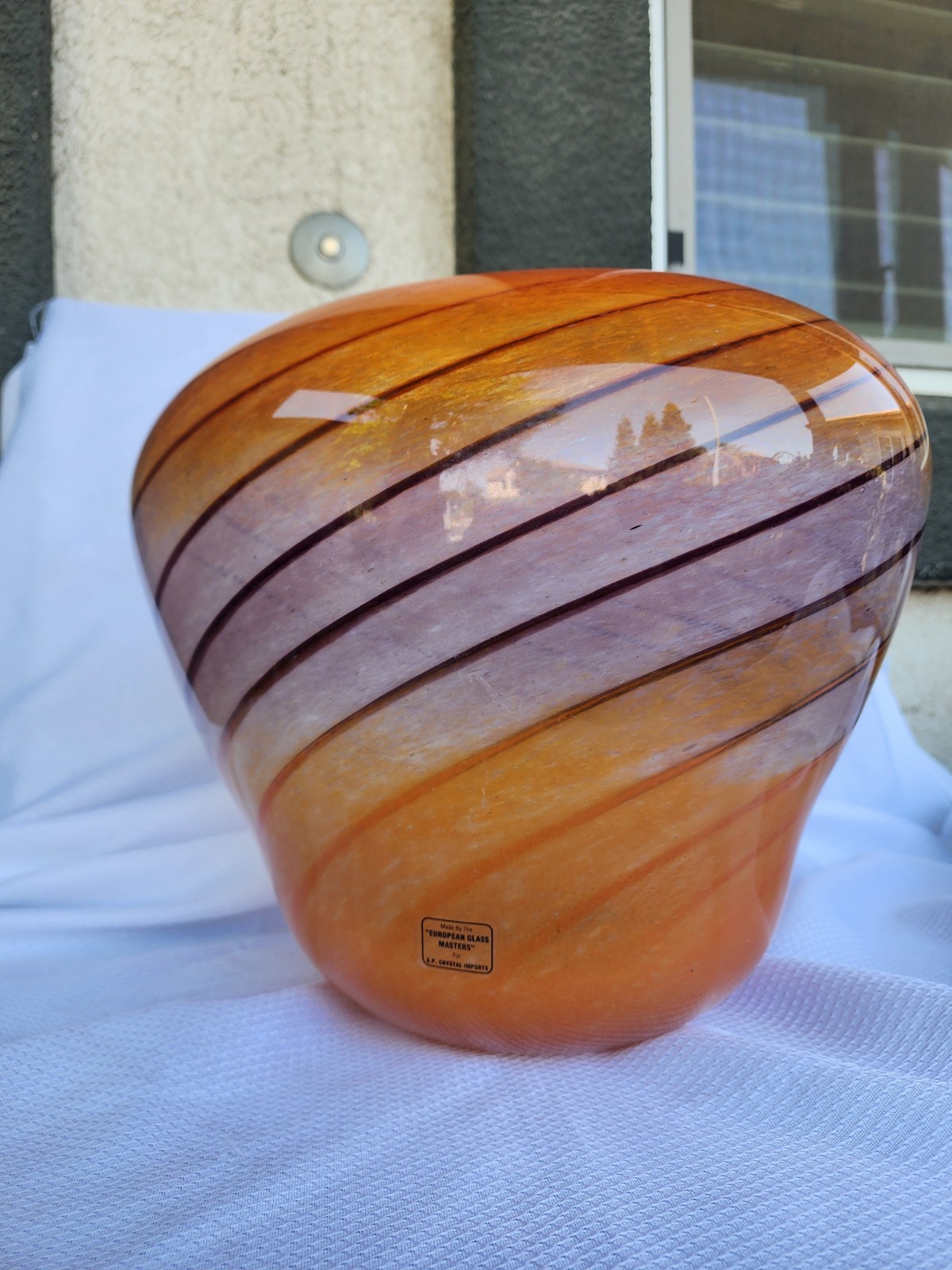 Large Art Glass Vase, Over 10 Pounds Gorgeous Colors