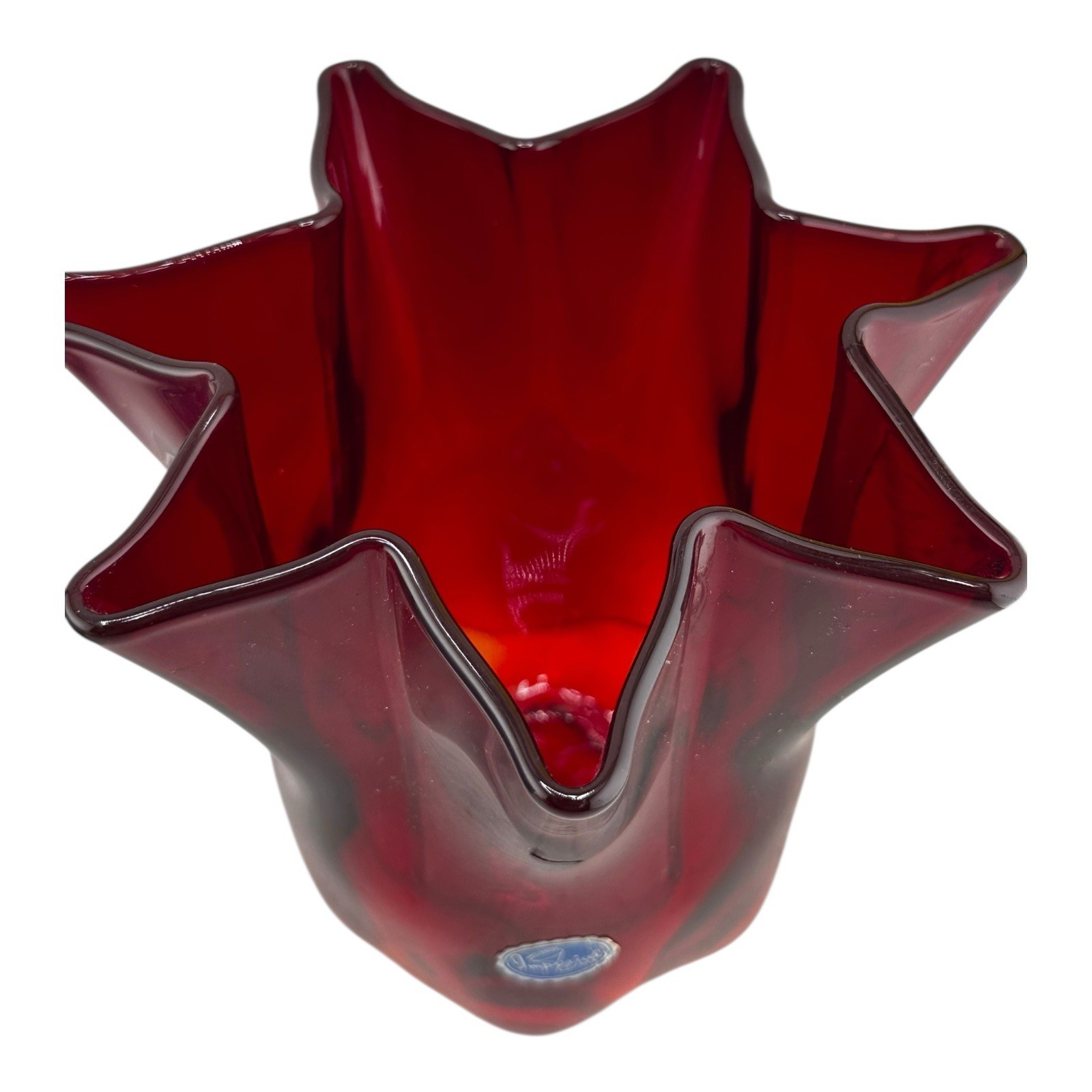 Imperial Red Handkerchief Vase. 6” FREE SHIPPING!