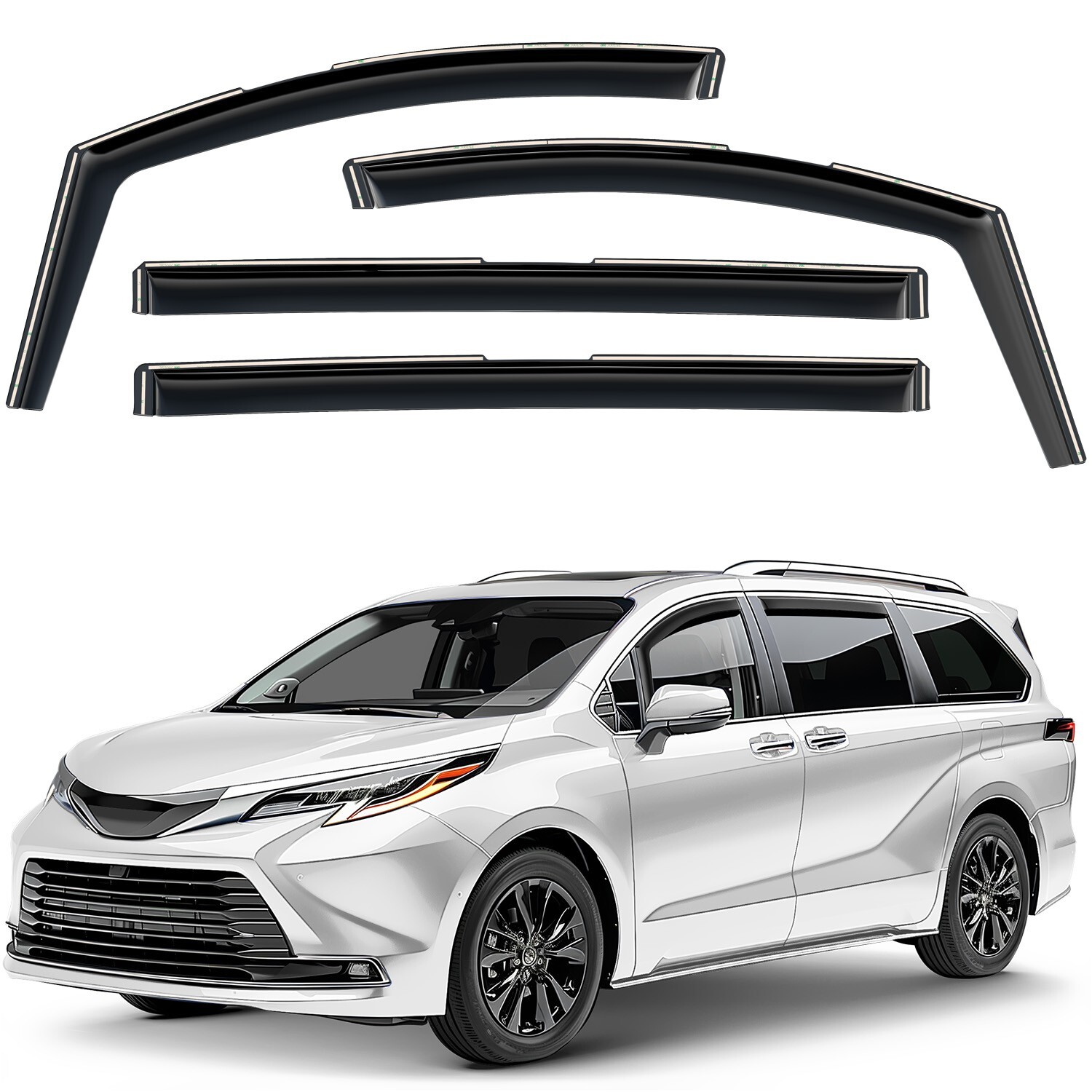 Sun Rain Visors Wind Rain Guards for 2021-2026 Toyota Sienna