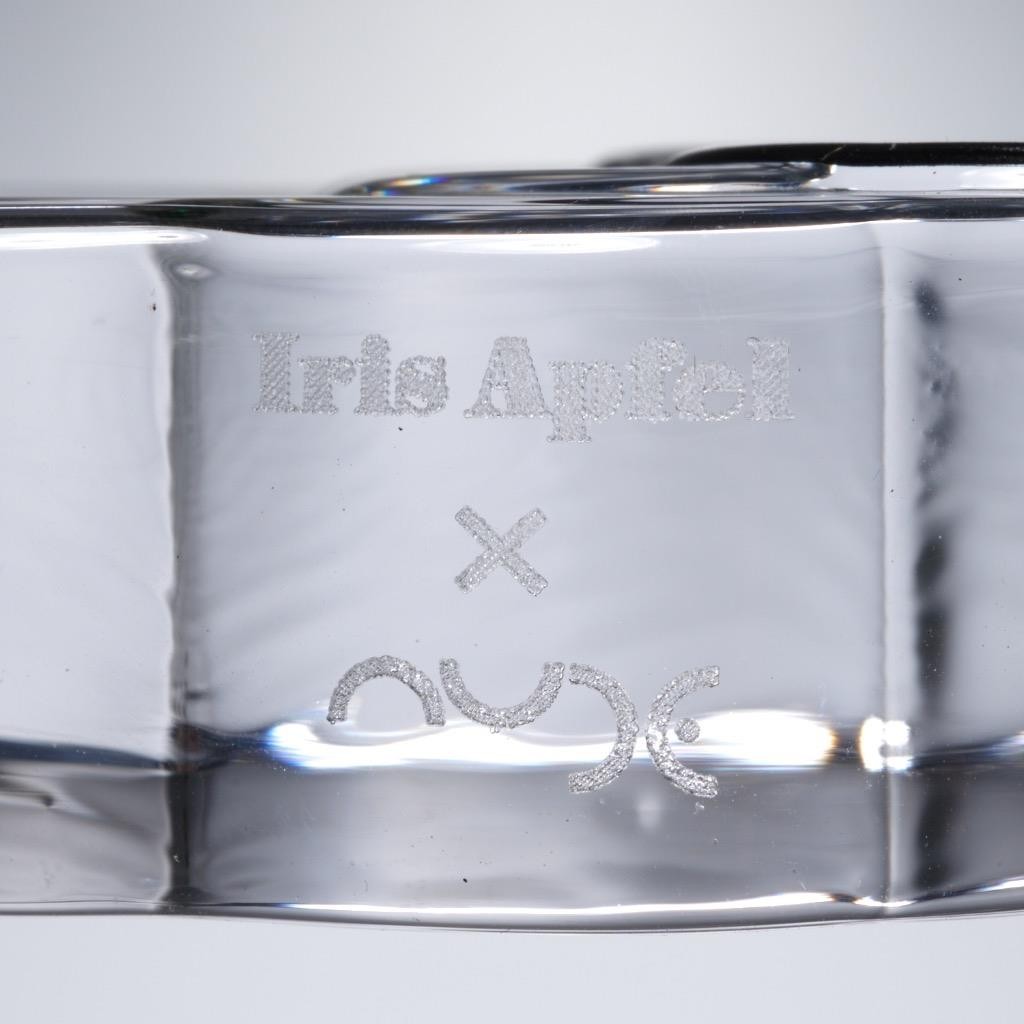 Nude Glass Crystal Desk Set w/Iris Apfel Paperweight & Post-it Flags, USB Drive