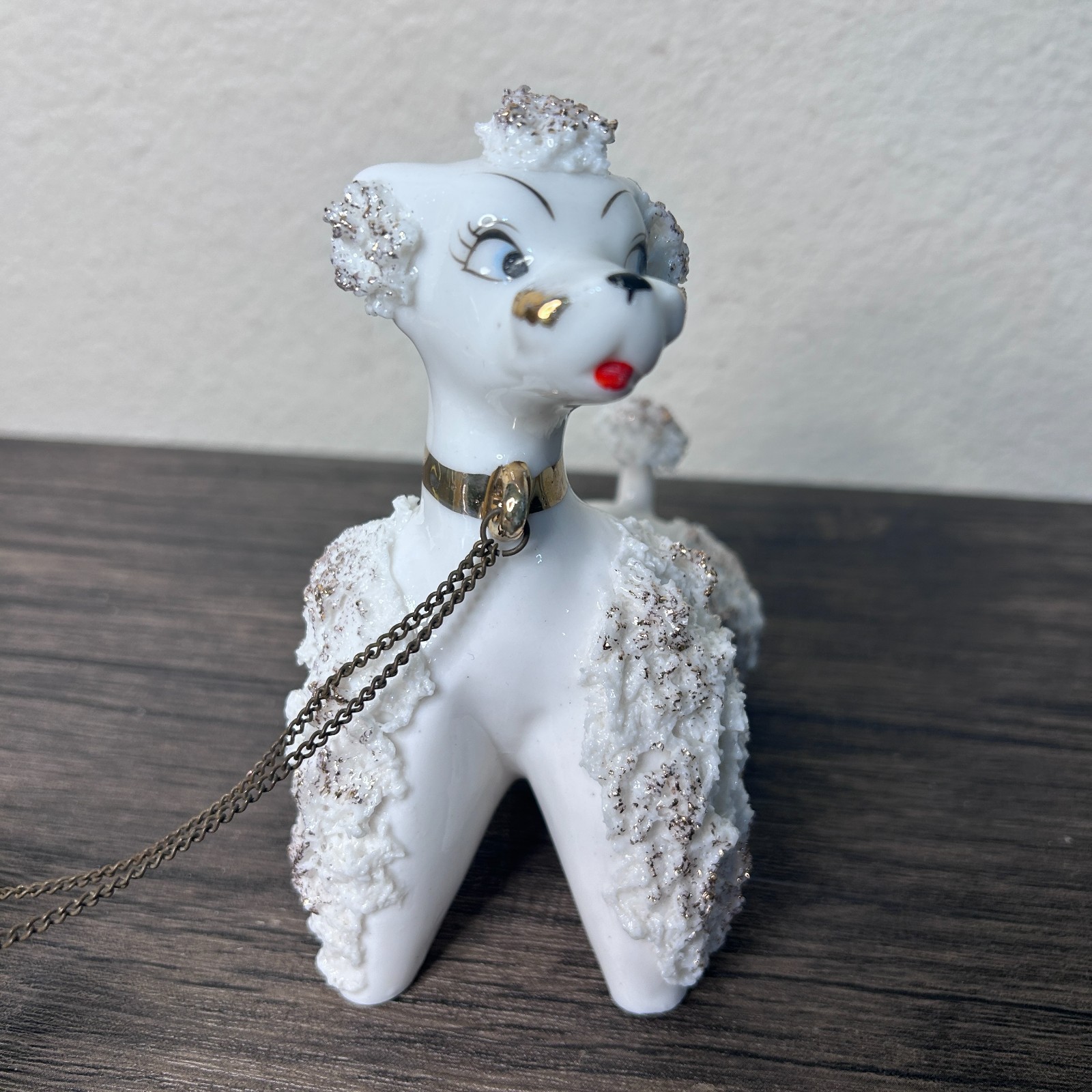 VINTAGE White Spaghetti Noodle Poodle Trio with Chain MCM Japan 4639