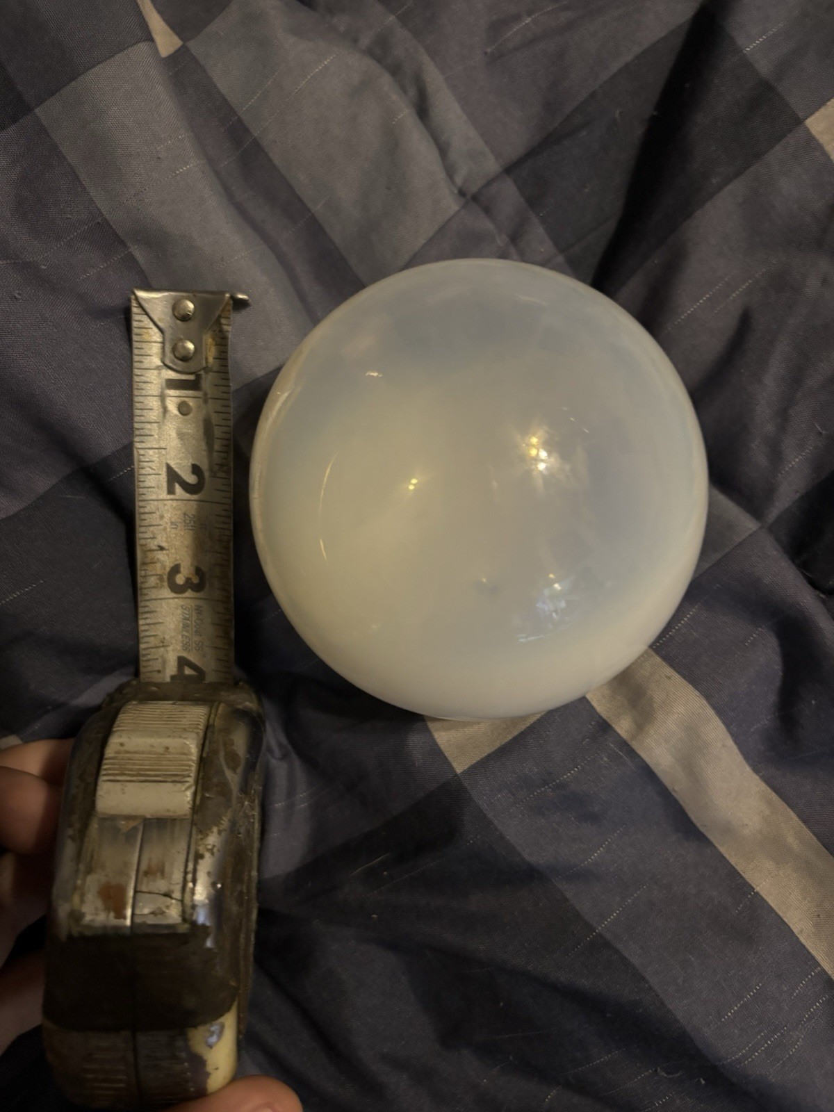 Hand Blown Glass 4inch White Clear Glass Globe Beautiful Rare Sale Price!!