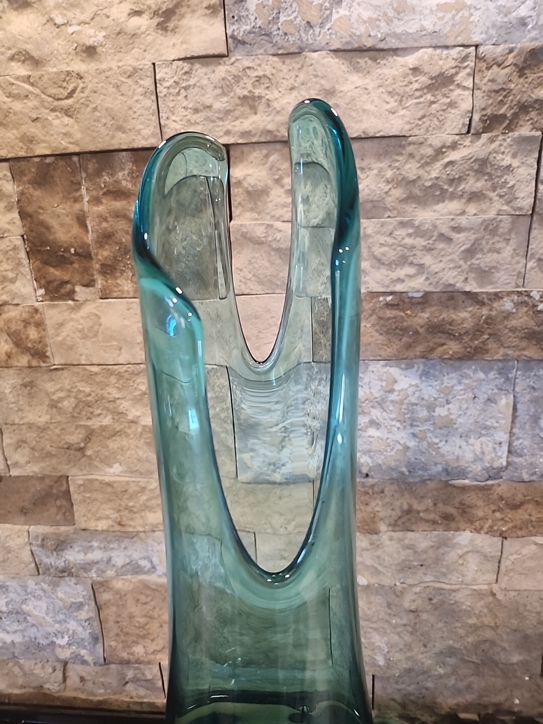 Vintage MCM LE Smith 18” Peacock Blue Smoothie Swung Vase