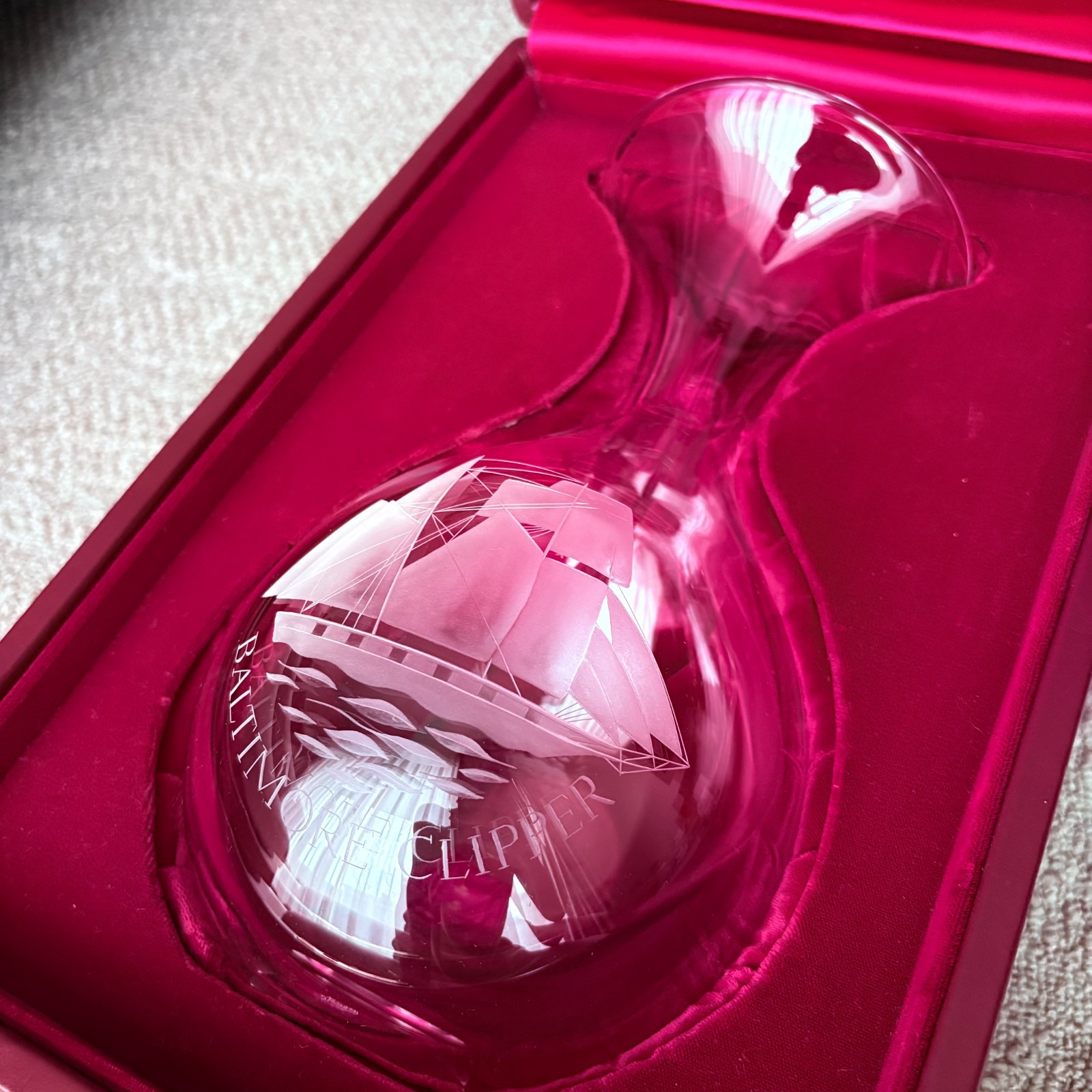 Steuben Crystal Baltimore Clipper Vase Bernard X. Wolff Hand Engraved 1994